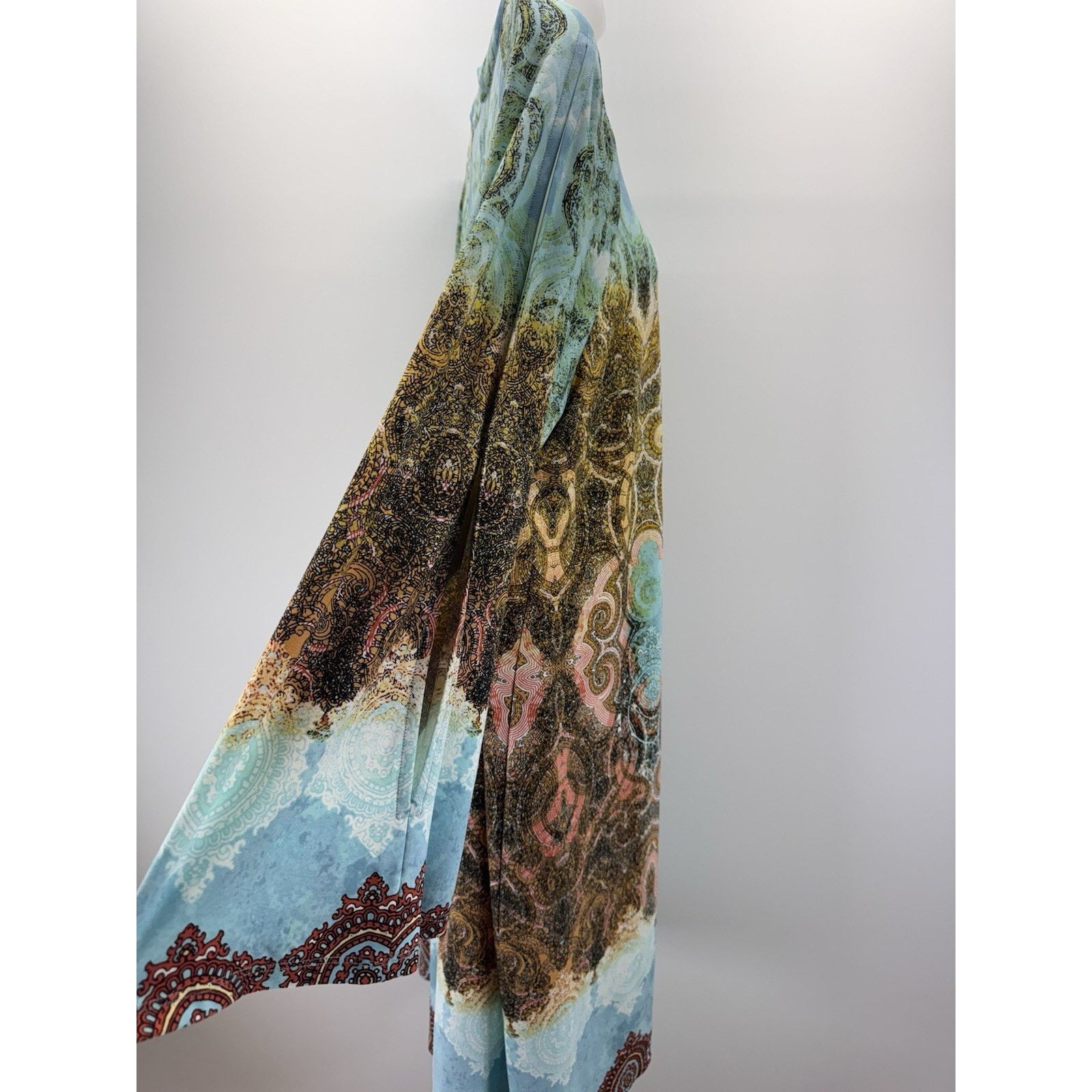 Chicos Chicos Cut Out Long Sleeves Beaded Dress Aqua Print Sz 3 XL Size XL / US 12-14 / IT 48-50 - 4 Thumbnail