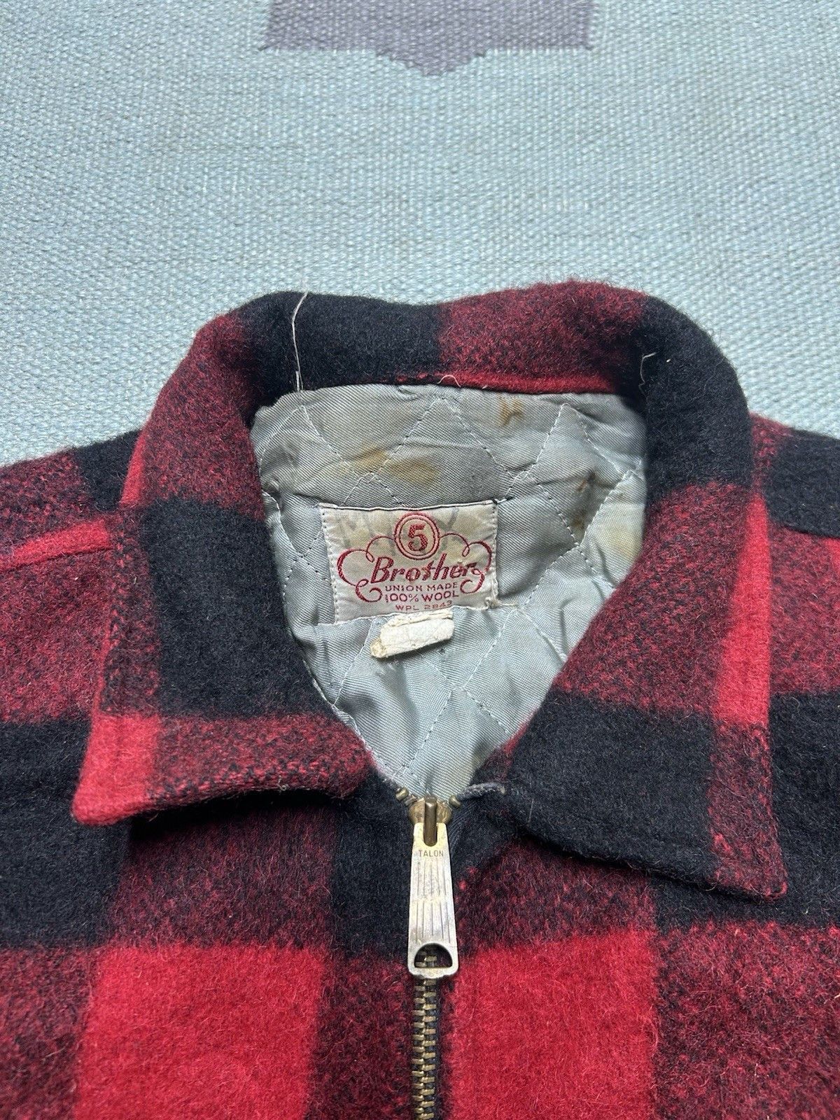 Vintage 1950s 5 brother wool jacket mackinaw buffalo plaid quilted L Size US L / EU 52-54 / 3 - 2 Thumbnail
