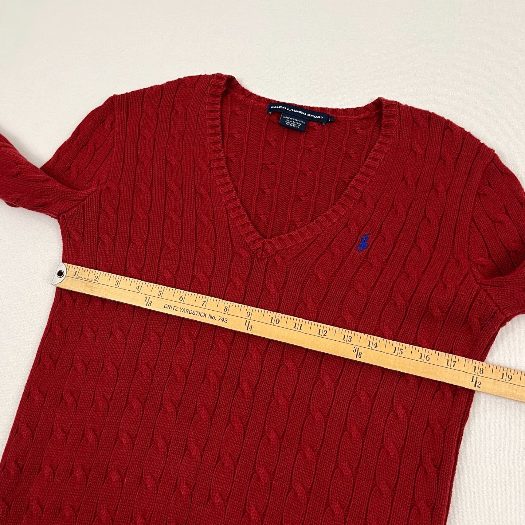 Polo Ralph Lauren VTG Ralph Lauren Sport Sweater Womens L Red Cable Knit Jumper Preppy Academia Size L / US 10 / IT 46 - 5 Thumbnail