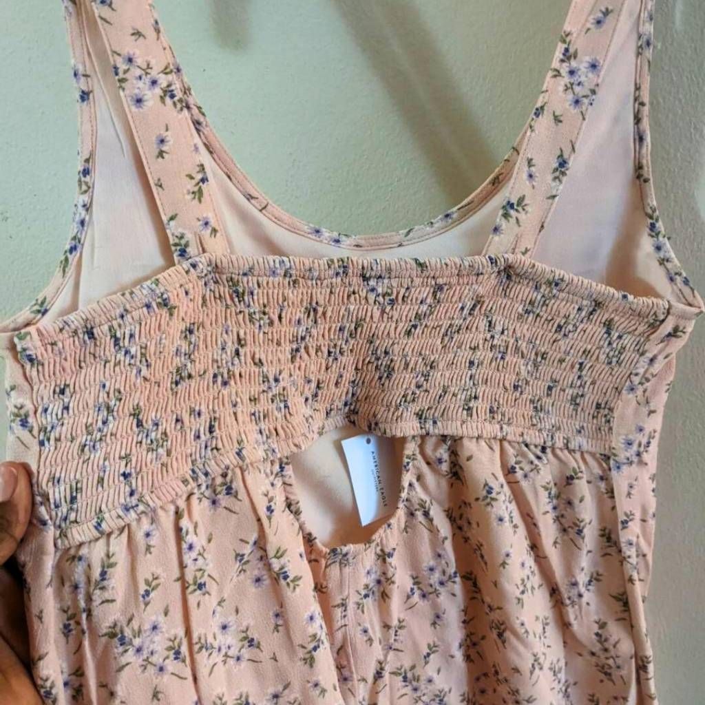 American Eagle Outfitters American Eagle XS Floral Sleeveless Mini Dress Pink Smocked Size XS / US 0-2 / IT 36-38 - 8 Thumbnail