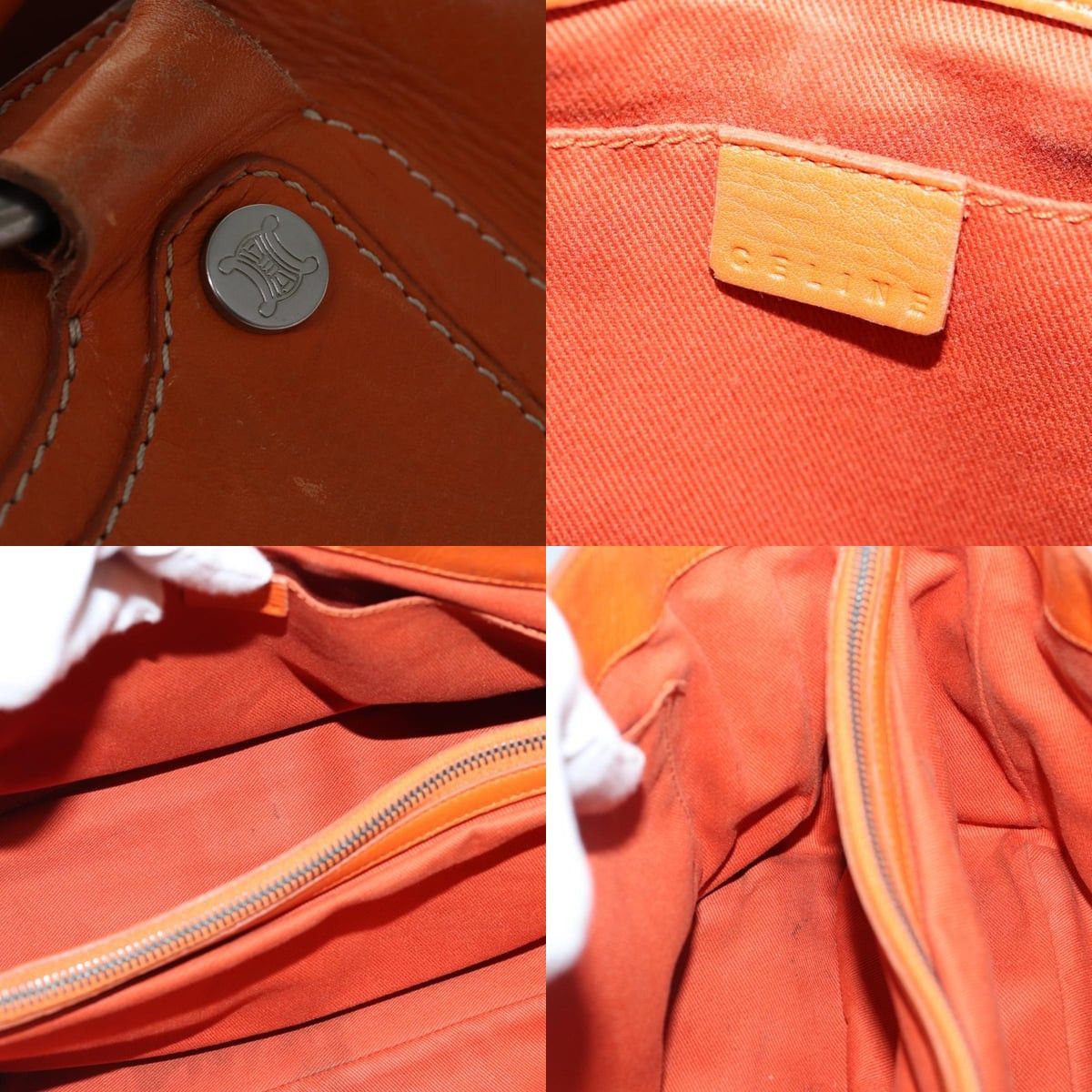 Celine CELINE Hand Bag Leather Orange Silver Size ONE SIZE - 11 Thumbnail