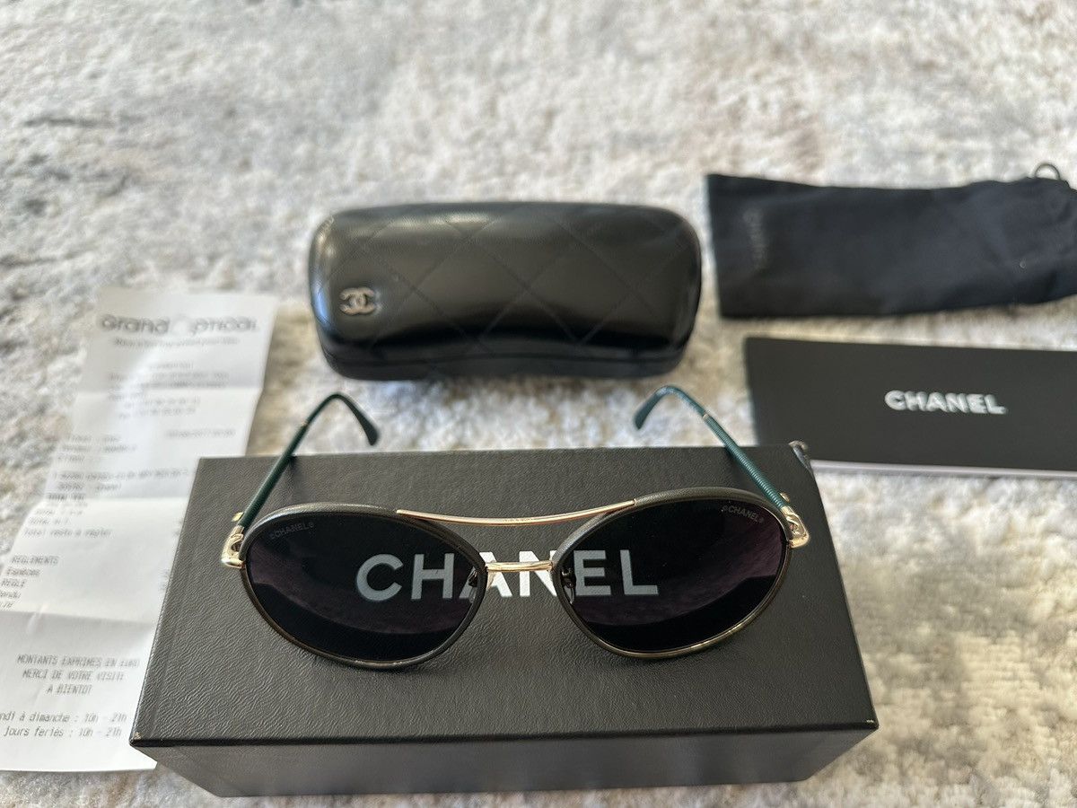 Chanel CHANEL Round Pilot Sunglasses 4228-Q Dark Green Size ONE SIZE - 1 Thumbnail