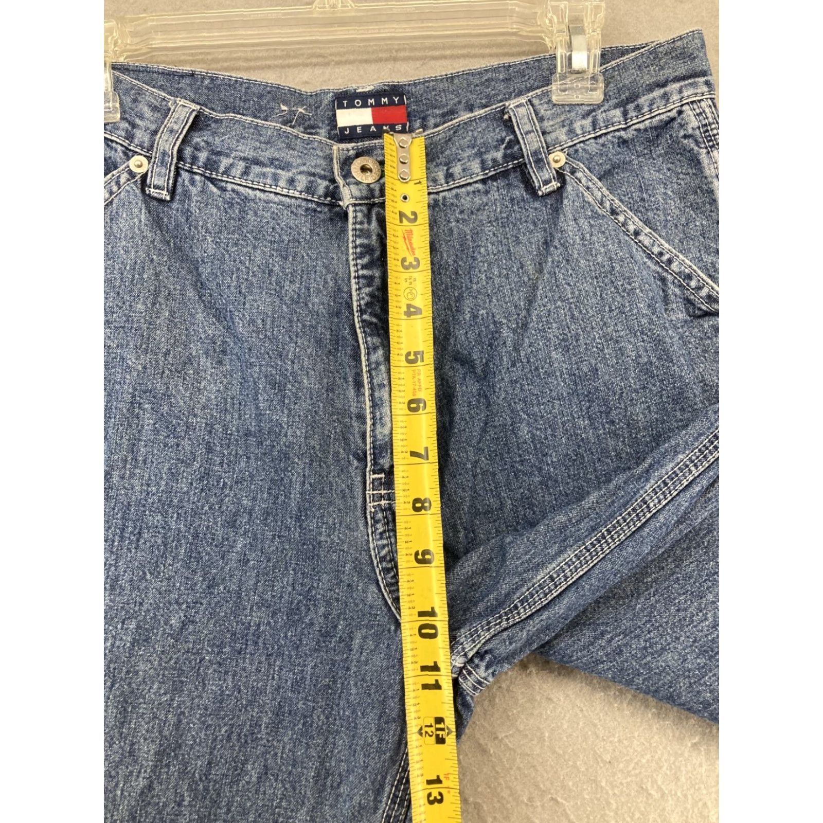 Tommy Hilfiger Vintage Tommy Hilfiger Women's Blue Denim High-Rise Wide Leg Jeans 90s Y2K Hip Hop Size 30" / US 8 / IT 44 - 5 Thumbnail
