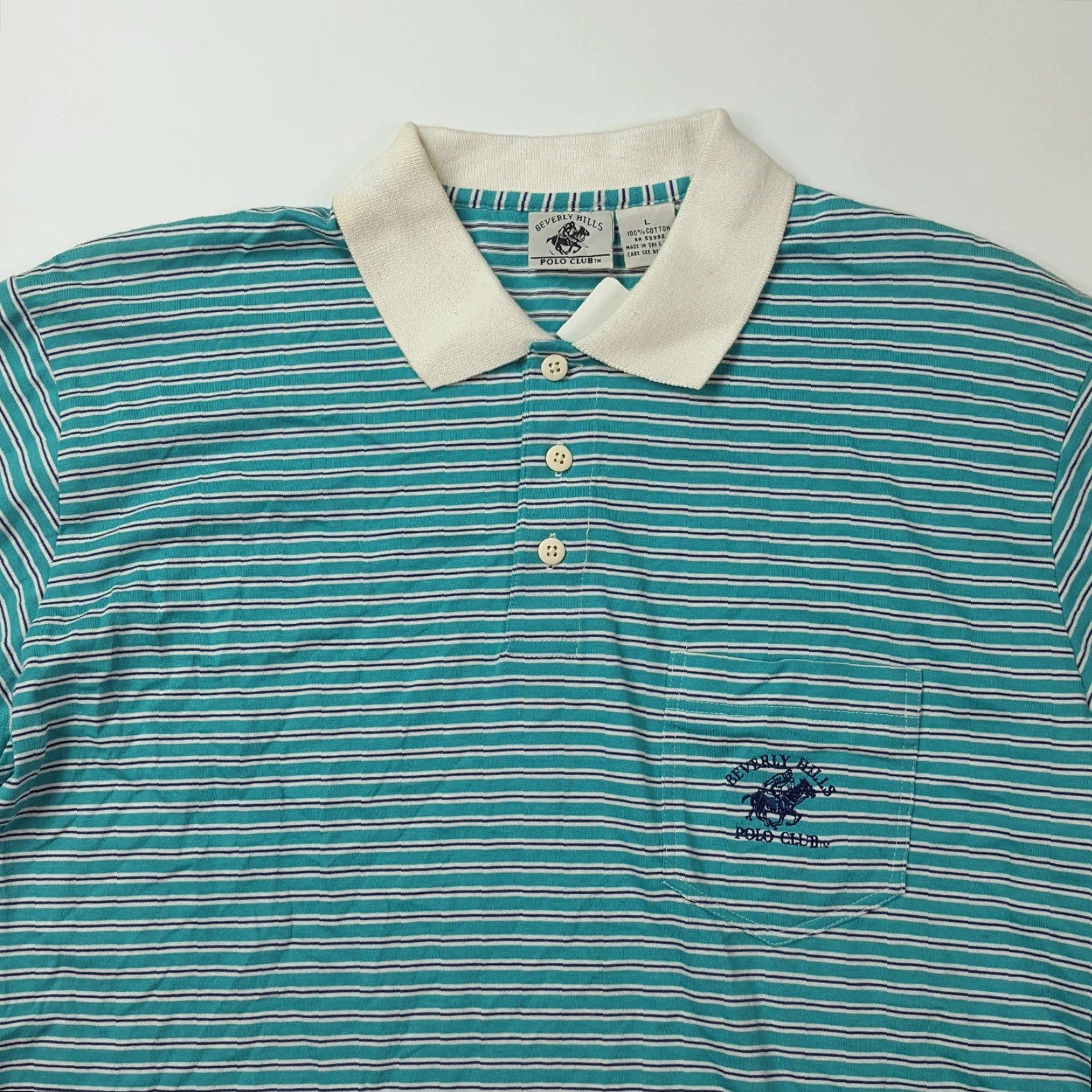 Beverly Hills Polo Club VINTAGE Beverly Hills Polo Club Mens M Striped Collared Retro Polo Shirt 90s Casual Sports Rock Skate Golf Tennis Outdoor Size US M / EU 48-50 / 2 - 2 Thumbnail