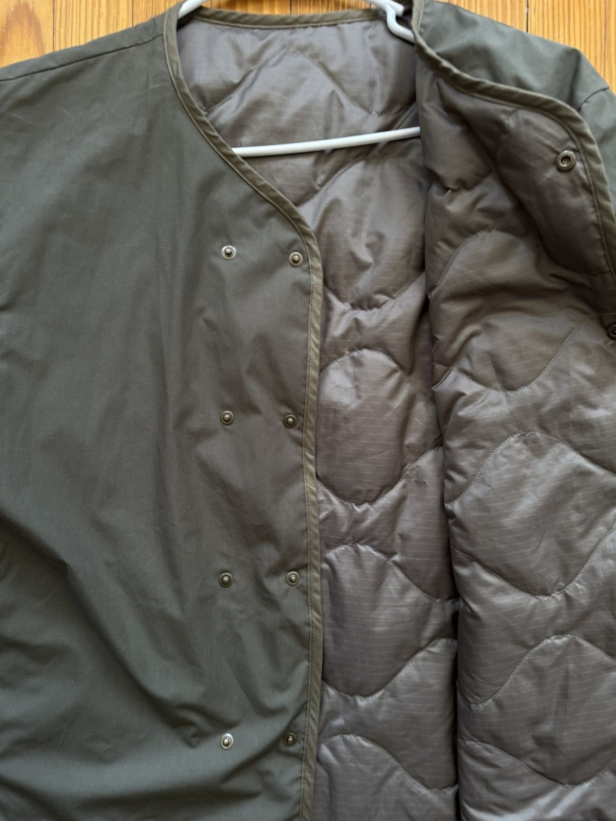 Reversible Down Cardigan in Khaki Green