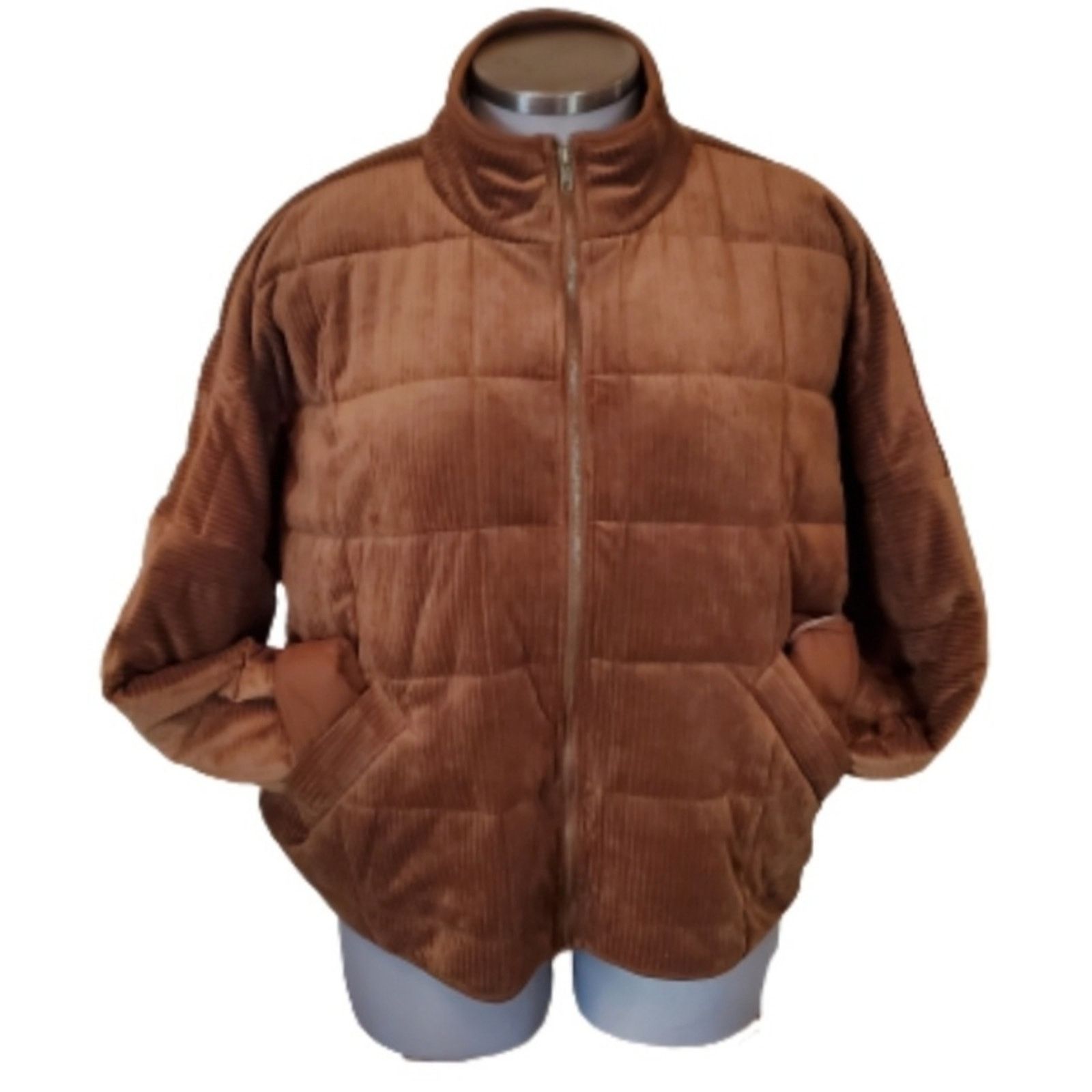 Forever 21 COCOA BROWN QUILTED ☆ CORDUROY ☆ BOMBER JACKET 2x ☆ NWT Size XXL / US 16-18 / IT 52-54 - 2 Thumbnail