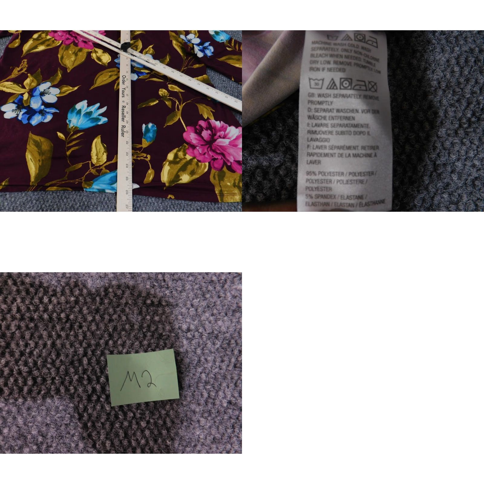 Vintage Susan Graver Shirt Womens XL Burgundy Floral Bell Sleeve Stretch Top Blouse Boho Size XL / US 12-14 / IT 48-50 - 10 Thumbnail