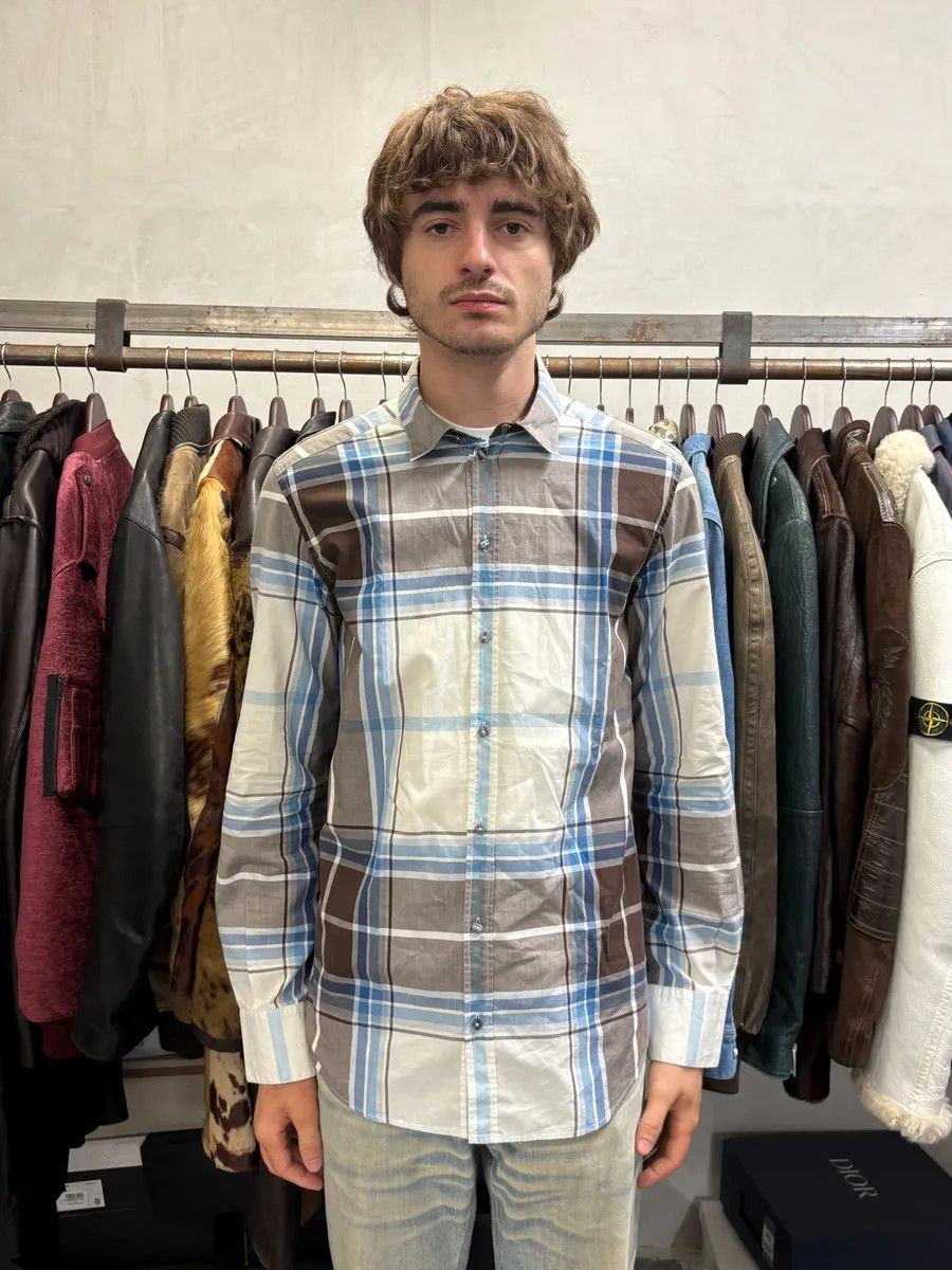 Dolce & Gabbana 2000s Dolce & Gabbana White & Brown Checkered Shirt Size US M / EU 48-50 / 2 - 2 Thumbnail