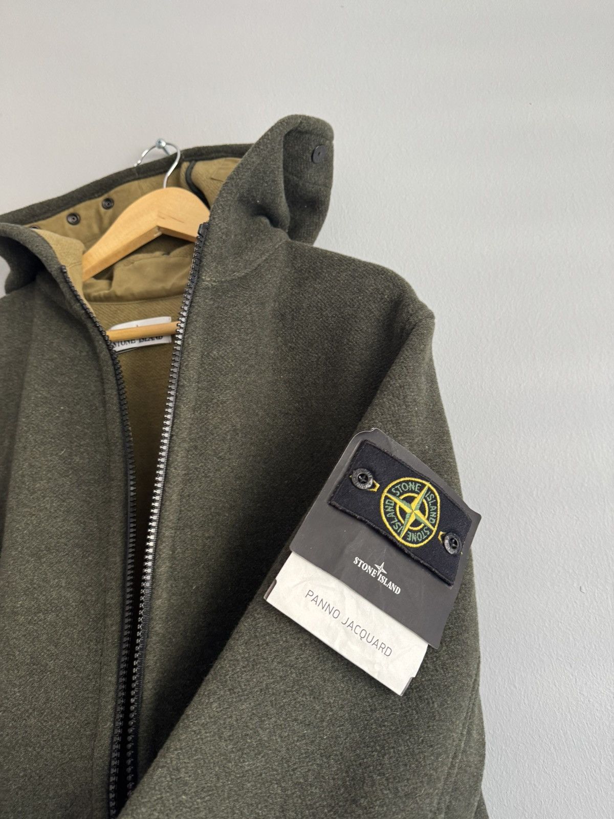 Stone Island Stone Island Panno Jacquard Wool Long Coat Green Jacket Size US S / EU 44-46 / 1 - 5 Thumbnail