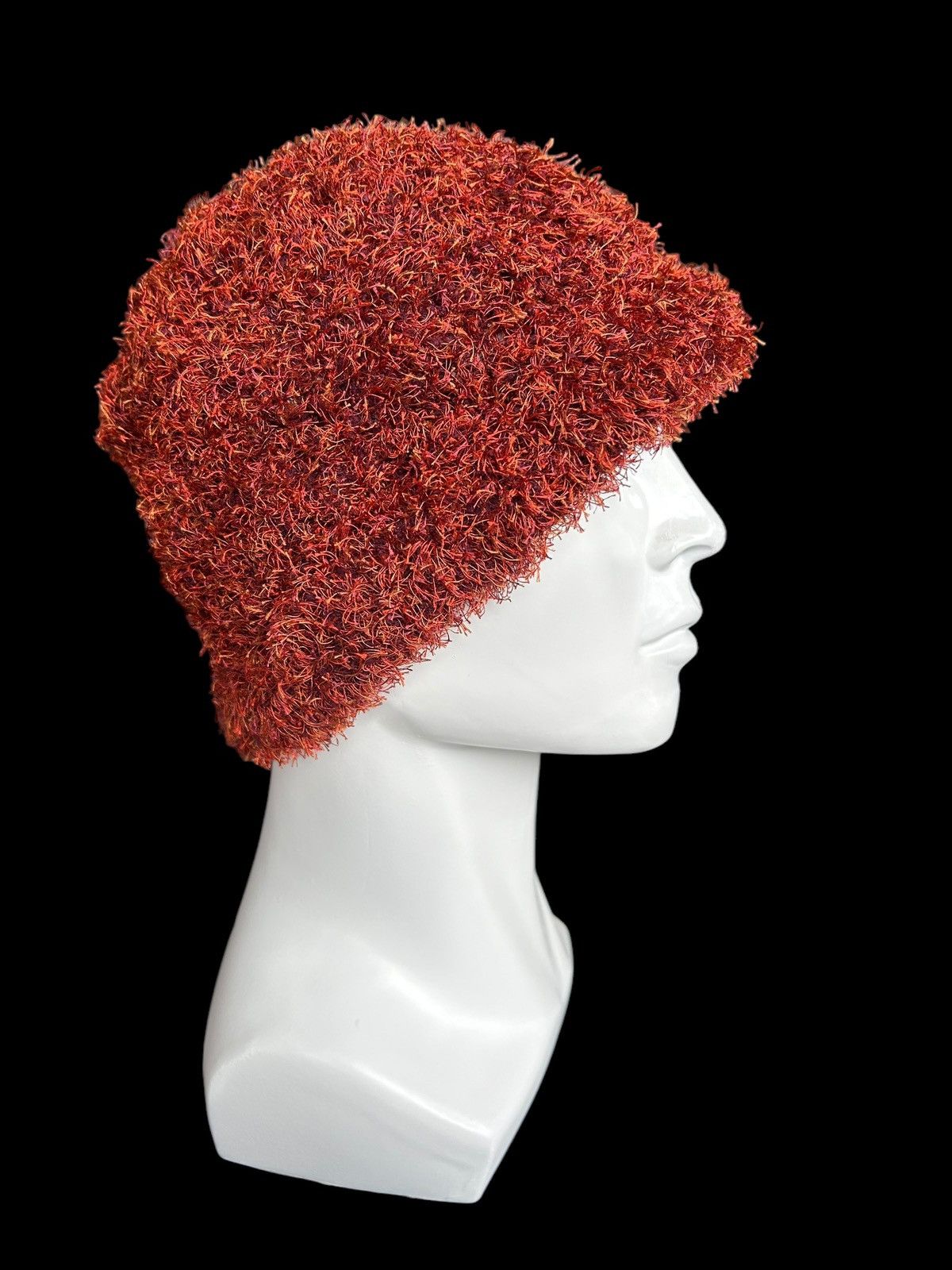 14th Addiction × Hysteric Glamour × Japanese Brand Punk Bondage Style Distressed Orange Fur Mohair RaRe Beanie Size ONE SIZE - 2 Thumbnail