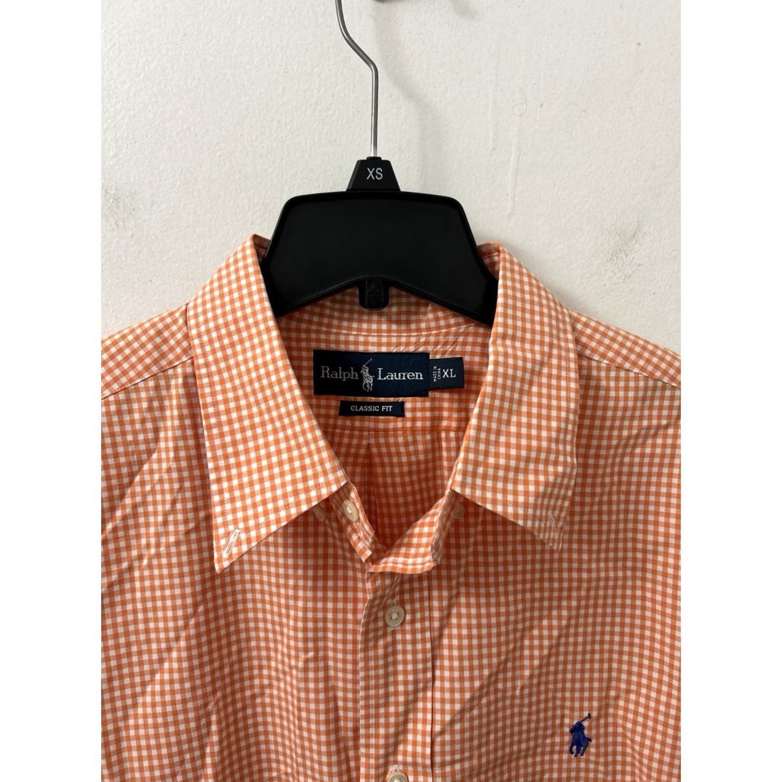 Ralph Lauren Vintage Ralph Lauren Shirt Mens XL Orange White Gingham Plaid Classic Fit L/S Button-Up Collar-Down Embroidered Polo Pony Casual Business Size US XL / EU 56 / 4 - 6 Thumbnail