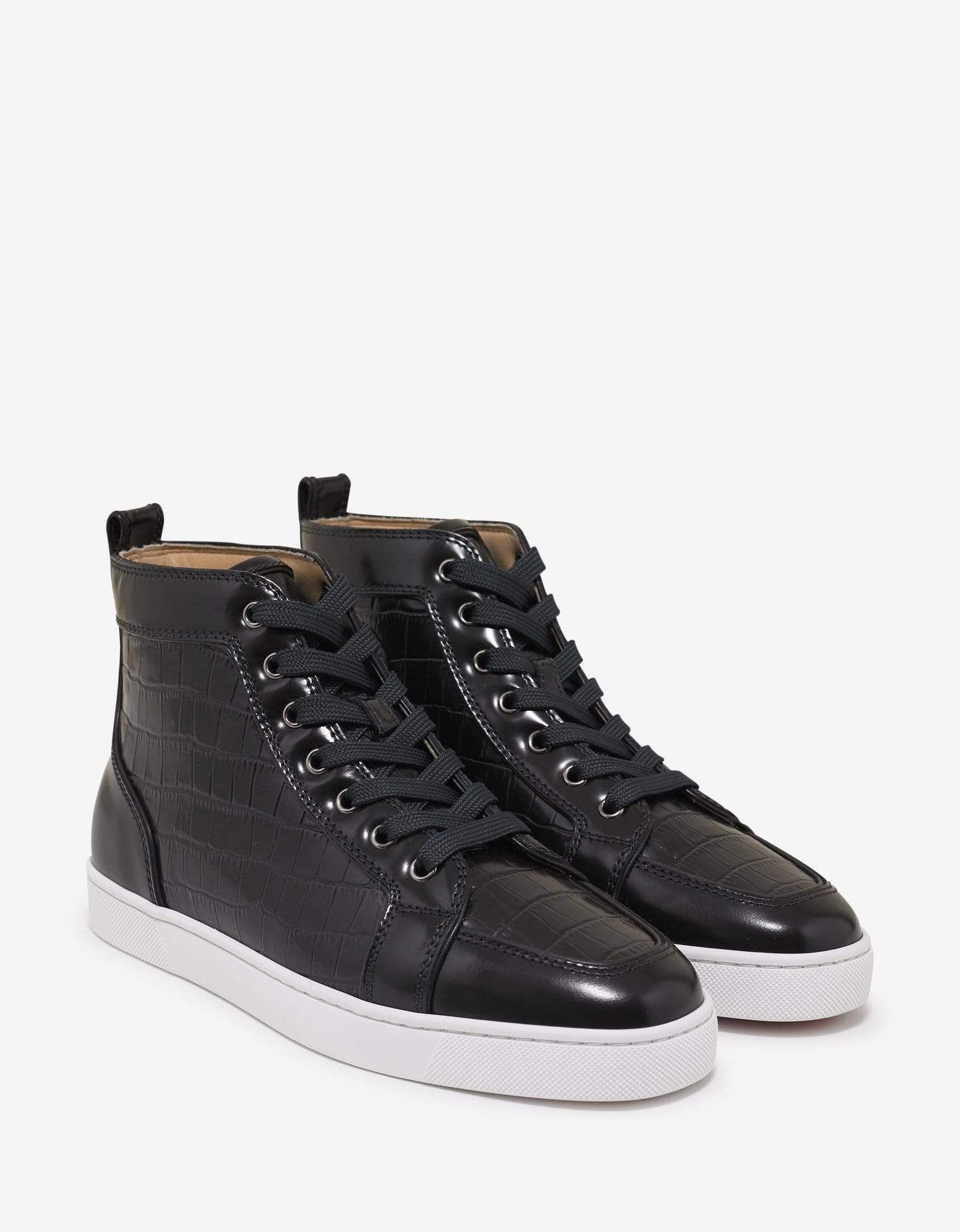 Christian Louboutin Rantus Flat Croc Embossed High Top Trainers | Grailed