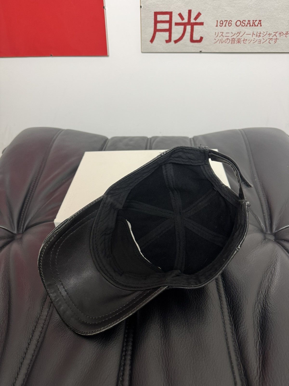 Leather Corvette Vintage 90s Black Racing Leather Hat Washed Rare Size ONE SIZE - 4 Thumbnail