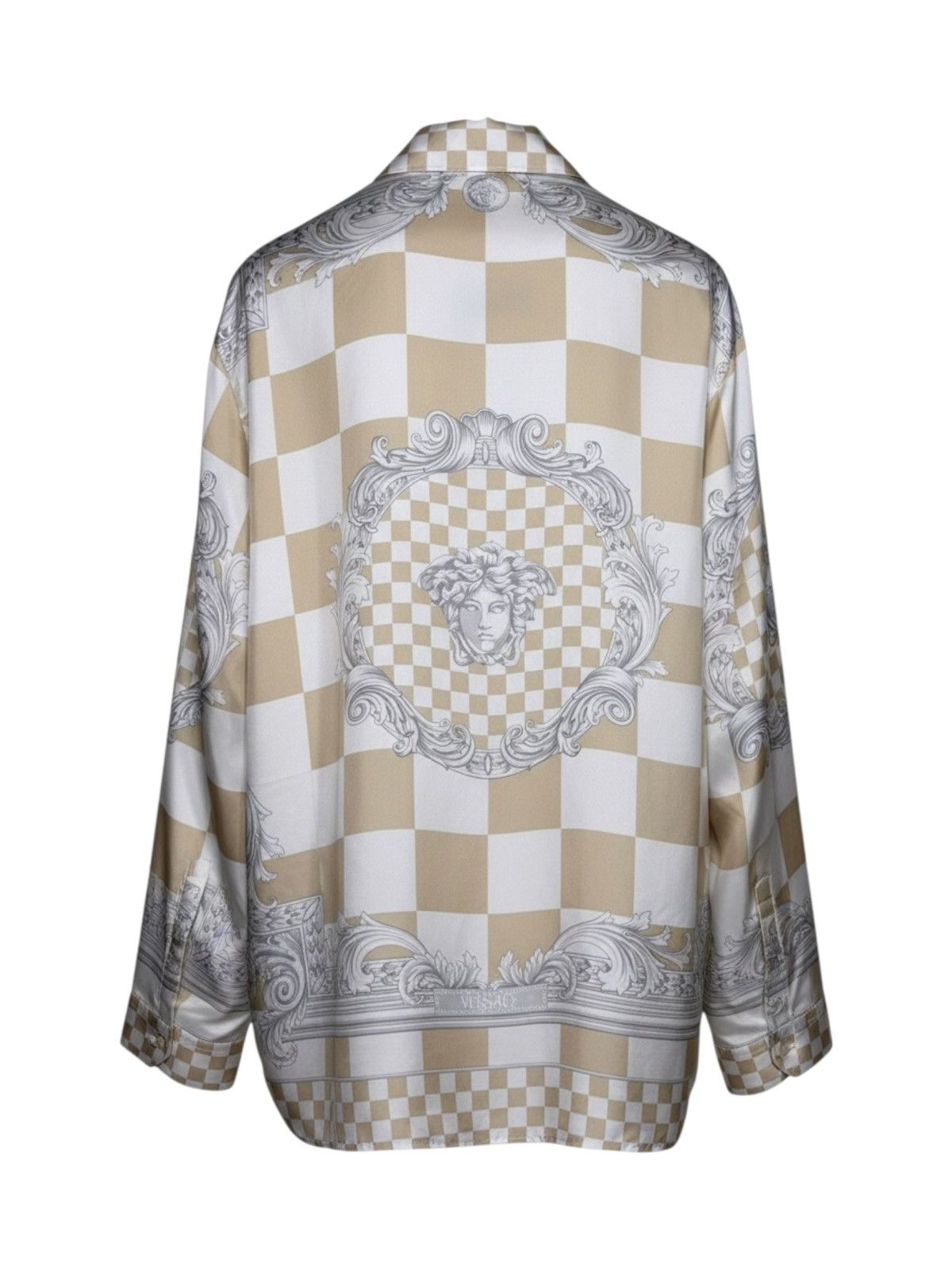 Versace Versace Silk Shirt Medusa Checkerboard Beige Size US M / EU 48-50 / 2 - 2 Thumbnail