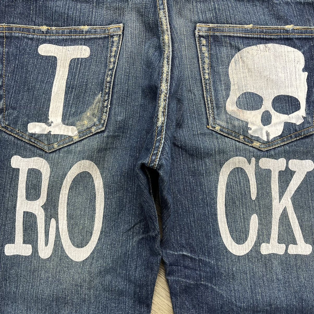 If Six Was Nine × Japanese Brand × Le Grande Bleu (L.G.B.) Y2K I ☠️ Rock Limited Distressed Skulls Blue Jeans Lgb Goa Size US 34 / EU 50 - 3 Thumbnail