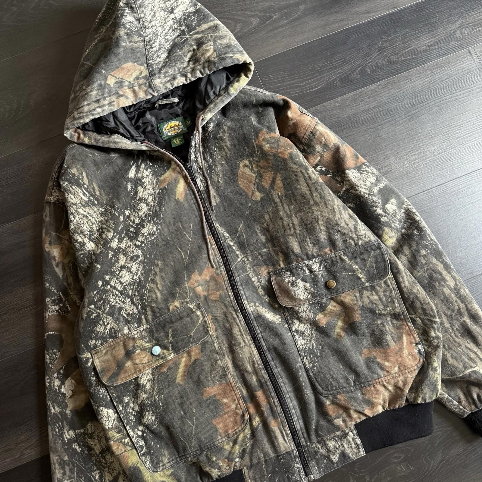 Cabelas Cabelas Men’s XL Camo Jacket Quilt Lined Full Zip Hood Size ONE SIZE - 2 Thumbnail
