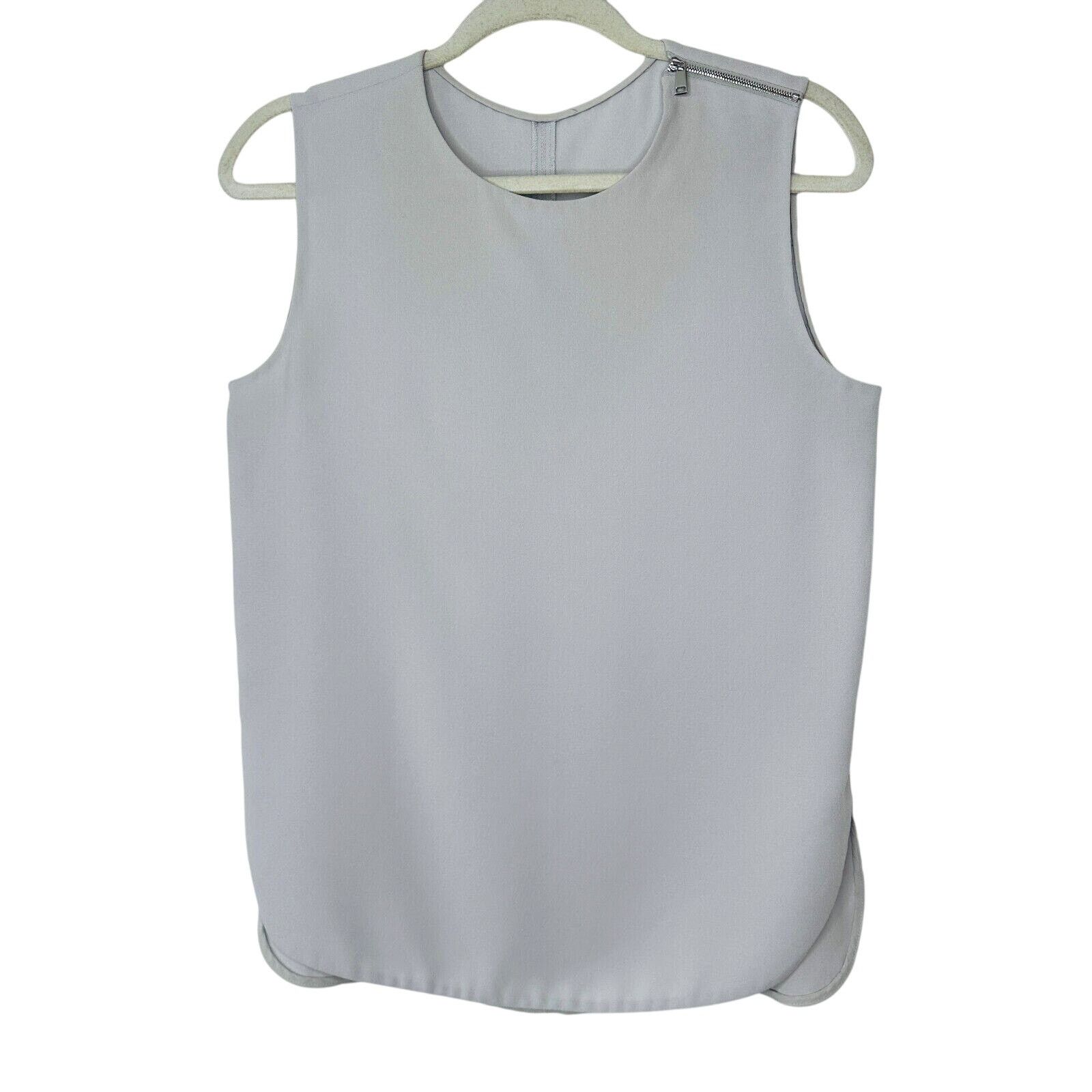 Other Stone Gray Sleeveless Blouse Shoulder Zip Split Curve Hem S Size S / US 4 / IT 40 - 1 Thumbnail