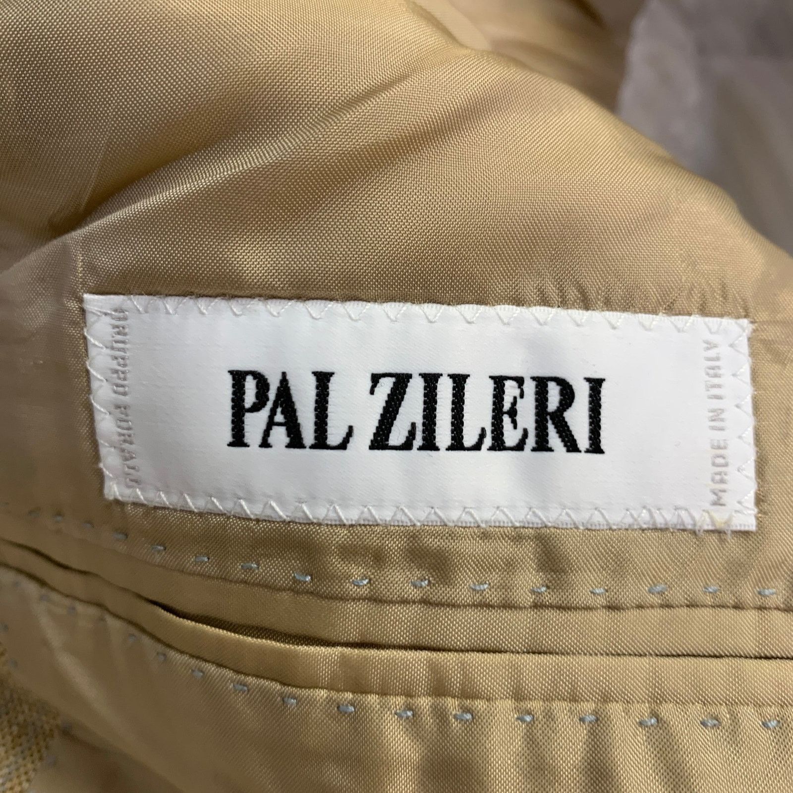 Pal Zileri Size 38 Regular Beige Grey Brown Window Pane Sport Coat Size 38R - 8 Thumbnail