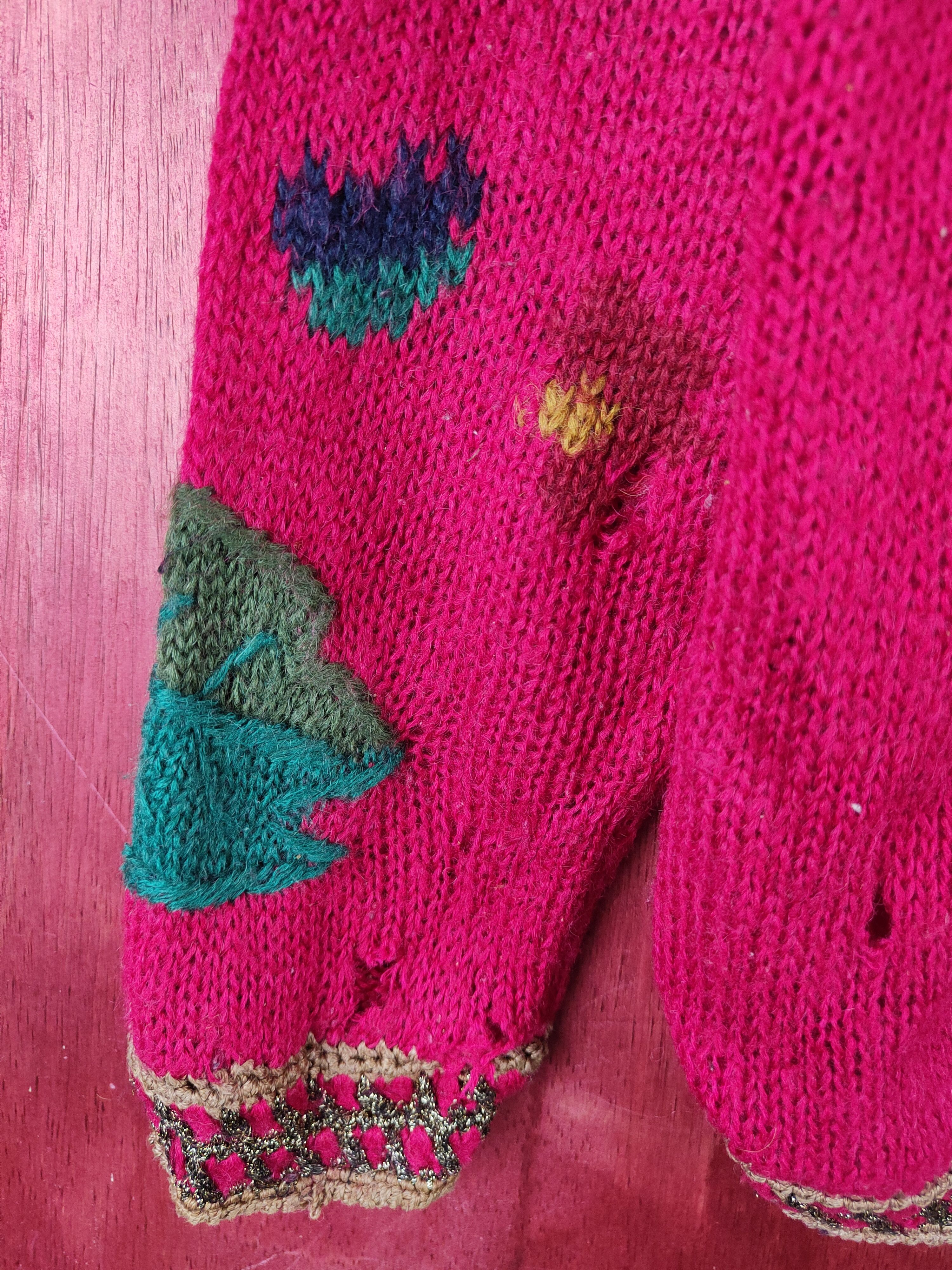 Japanese Brand Arabian Camel Red distressed ripped Knitwear Cardigan #S2403 Size L / US 10 / IT 46 - 10 Thumbnail