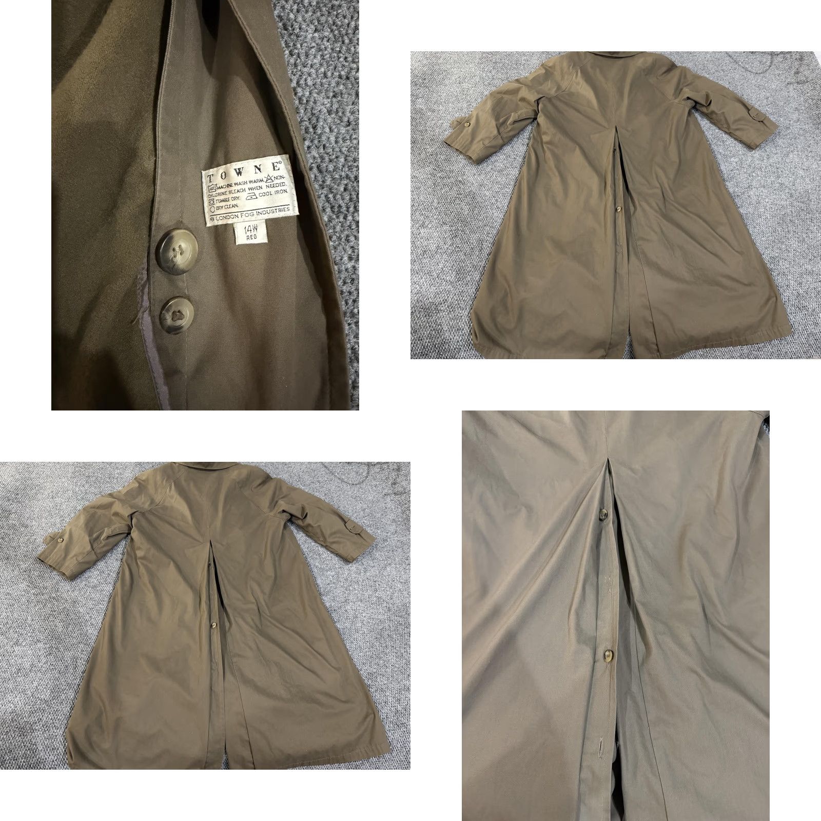 London Fog VINTAGE Towne from London Fog Coat Womens 14W Brown Trench Long Lined Button Front Size XL / US 12-14 / IT 48-50 - 9 Thumbnail