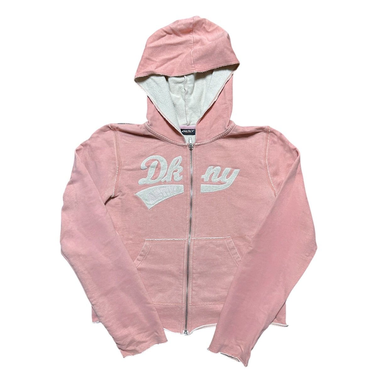 DKNY Women Y2K DKNY Pink Spellout Full Zip Hoodie Size M / US 6-8 / IT 42-44 - 1 Thumbnail