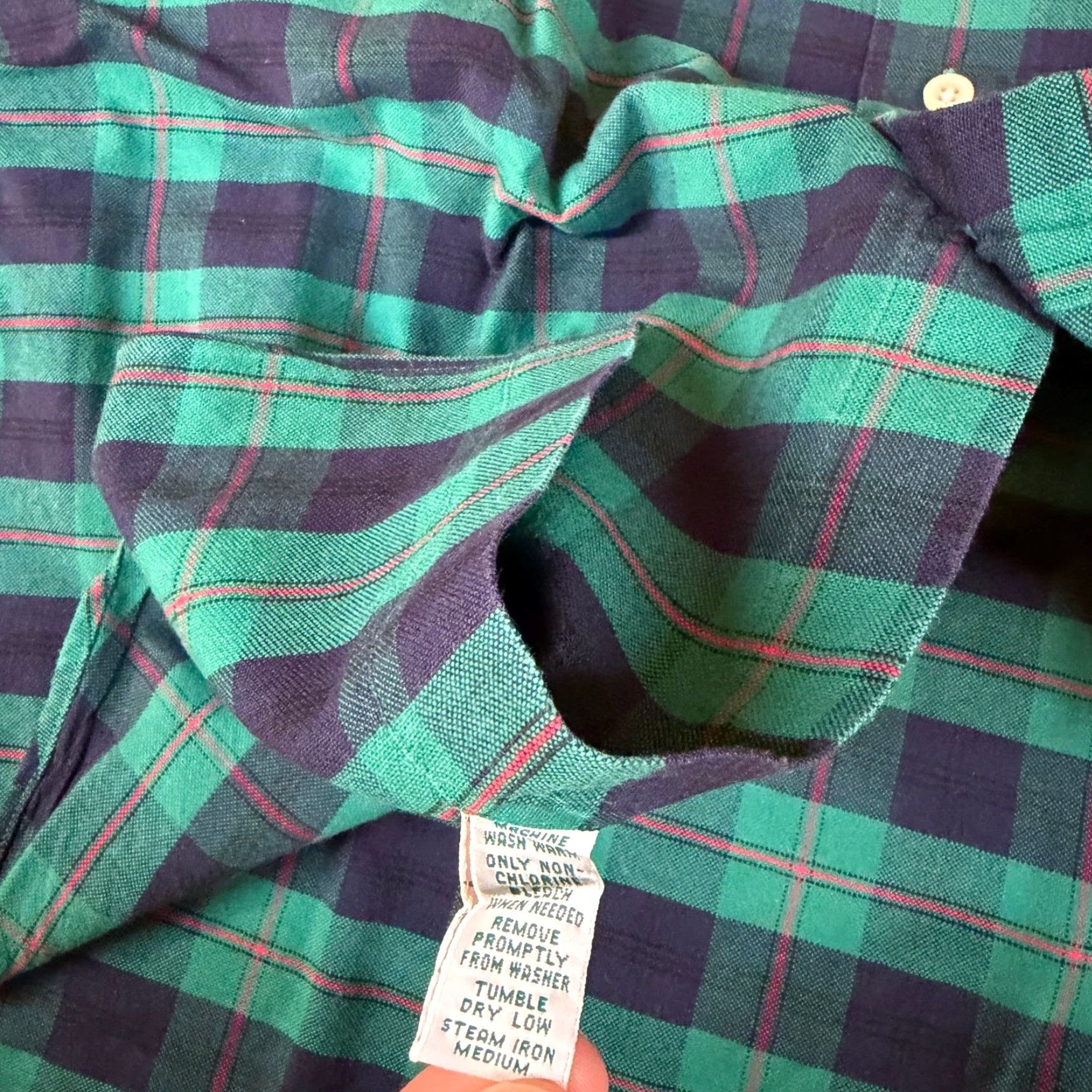 Ralph Lauren VINTAGE Lauren Ralph Lauren Plaid Shirt Men XL Long Sleeve Button-Up Green Navy Shirt Button-Down Col Size US XL / EU 56 / 4 - 5 Thumbnail