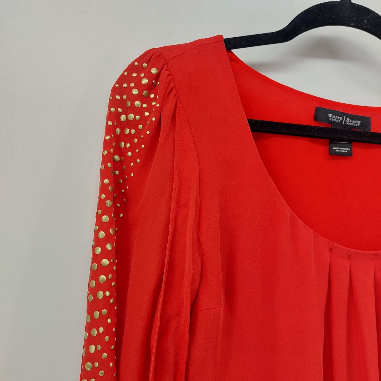 White House Black Market White House Black Market Silk Red Top Studded Sleeves Sz 6 Size M / US 6-8 / IT 42-44 - 11 Thumbnail