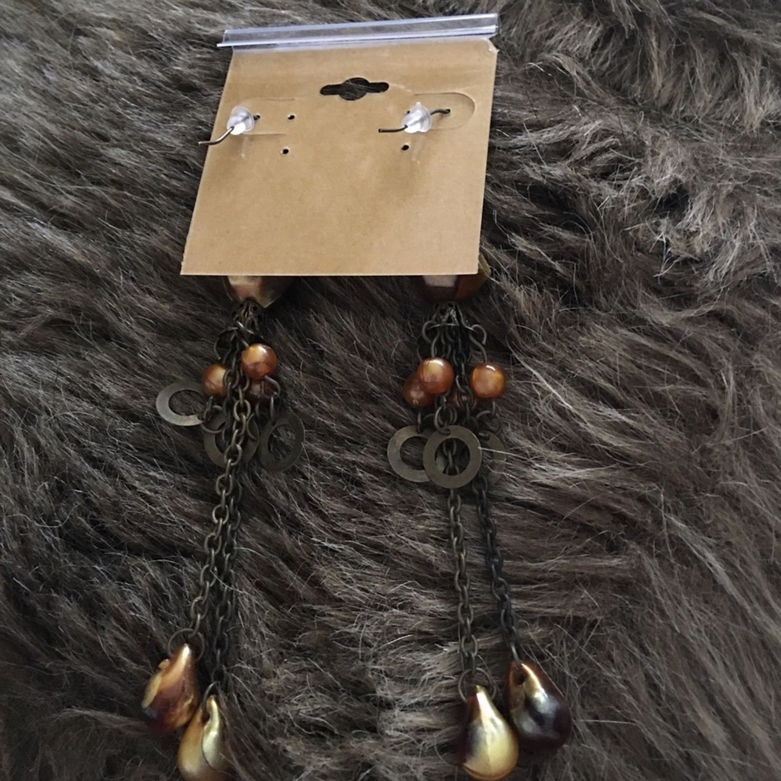 Vintage Vintage brass tone beaded chandelier earrings Size ONE SIZE - 4 Thumbnail