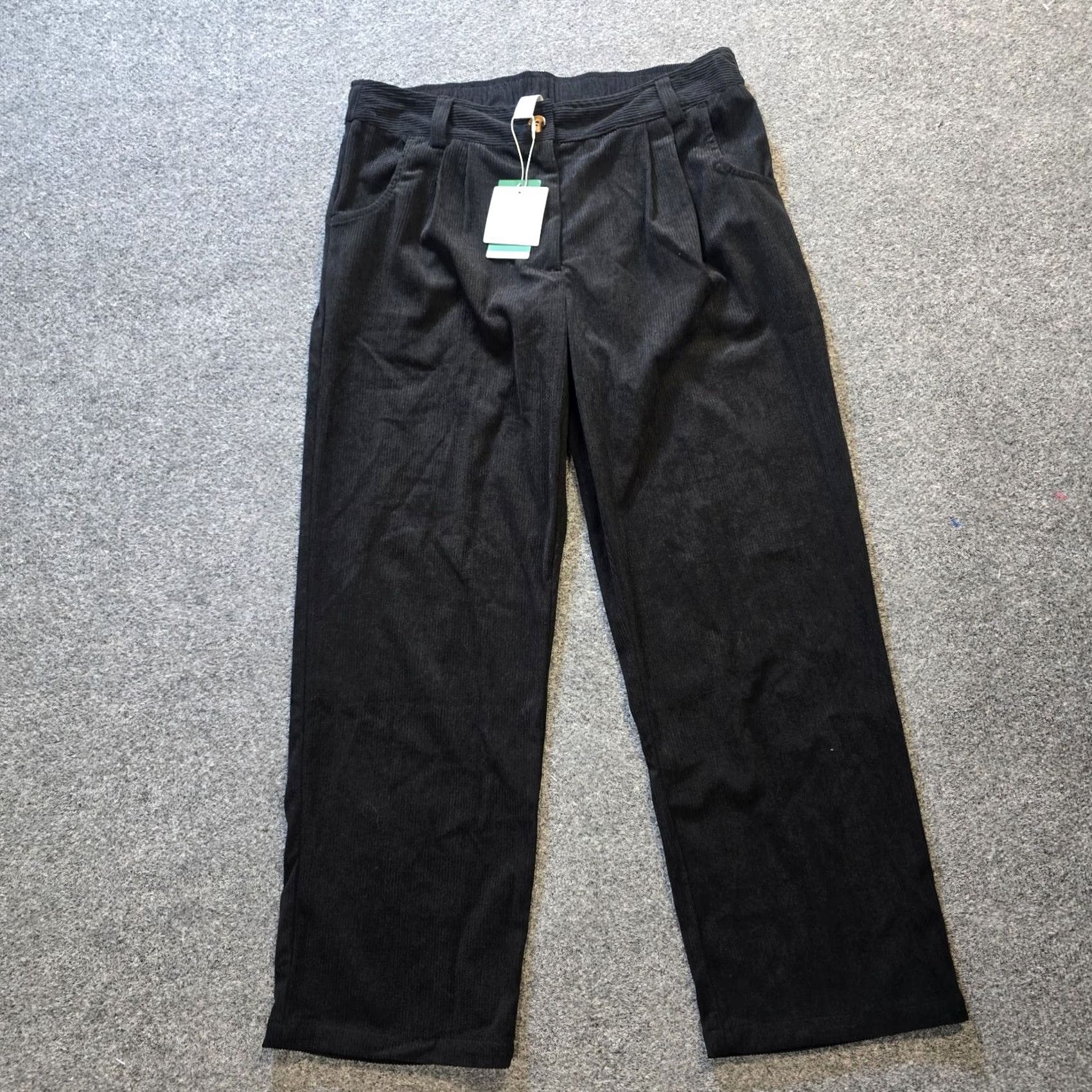 Vintage Halara Pants Womens XL Black Aura Cord Cloud Corduroy Wide Leg Pleated Casual Size 40" / US 18 - 2 Thumbnail