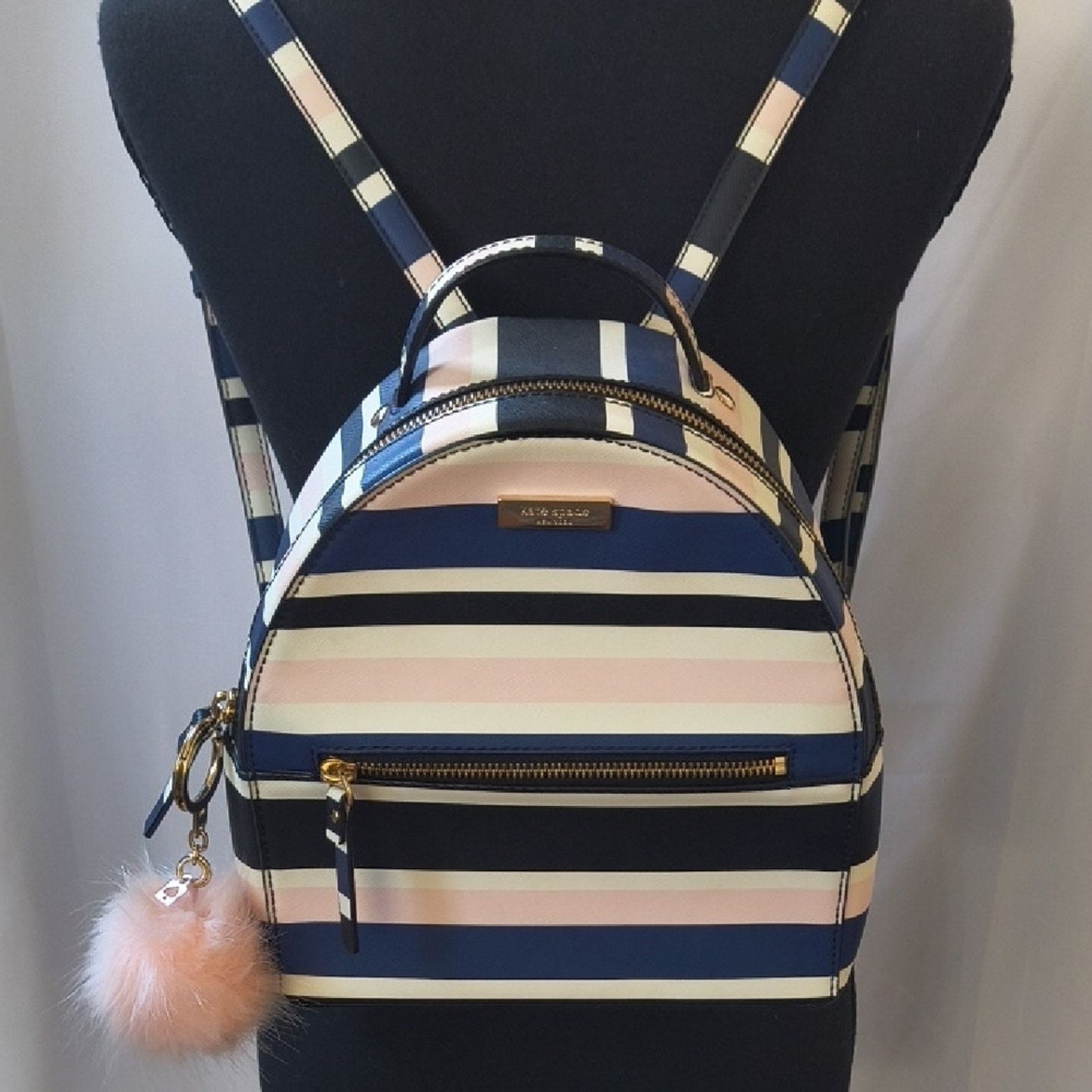 Kate Spade Kate Spade Navy and Pink Striped Backpack Size ONE SIZE - 4 Thumbnail