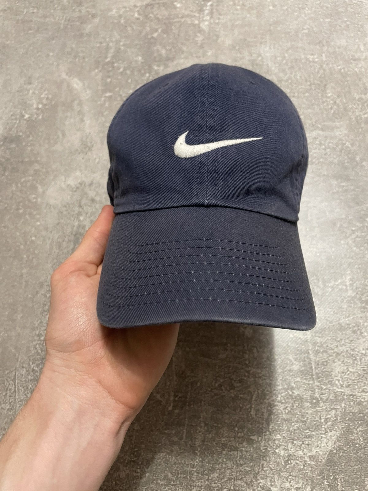 Nike × Vintage Vintage Nike Swoosh Logo Navy Blue Y2K Cap Hat Size ONE SIZE - 3 Thumbnail