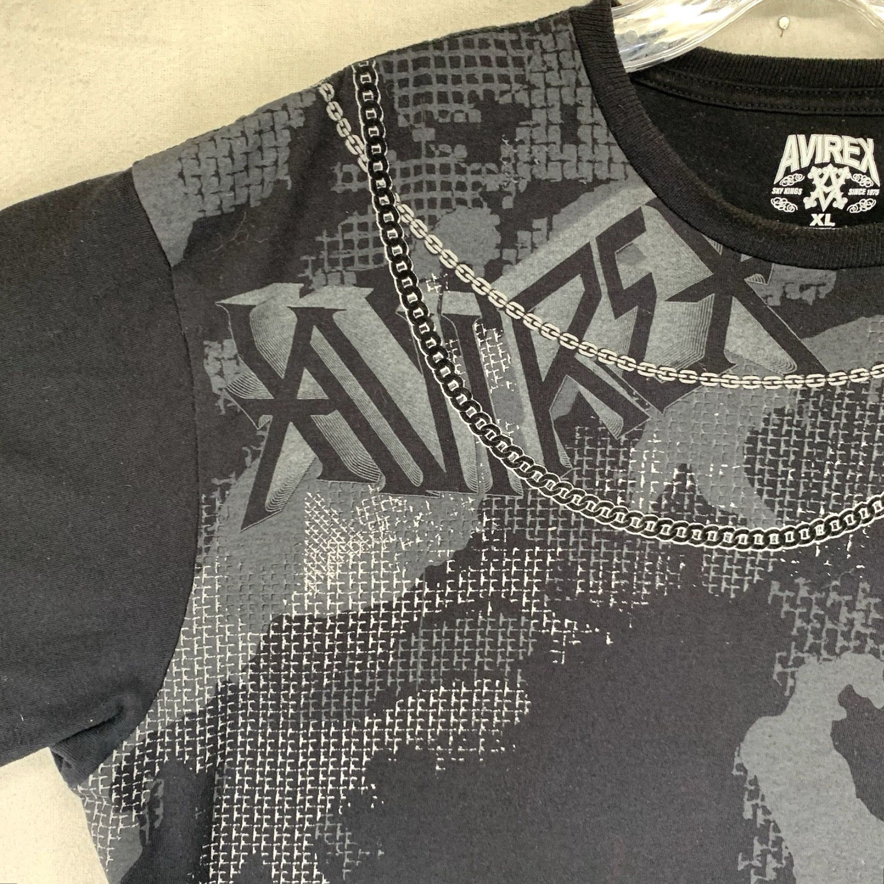 Avirex VINTAGE Avirex Y2K Graphic T-Shirt Black XL Cyber Print MMA 2000s Mens Size US XL / EU 56 / 4 - 5 Thumbnail