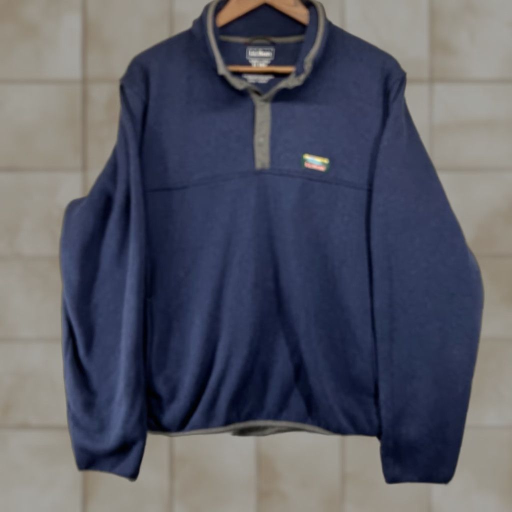 Vintage LL Bean Henley Sweater Fleece 1/4 Snap Pullover Mens XL Reg Slightly Fitted Blue Shirt Pullover Knits? Size US XL / EU 56 / 4 - 1 Thumbnail