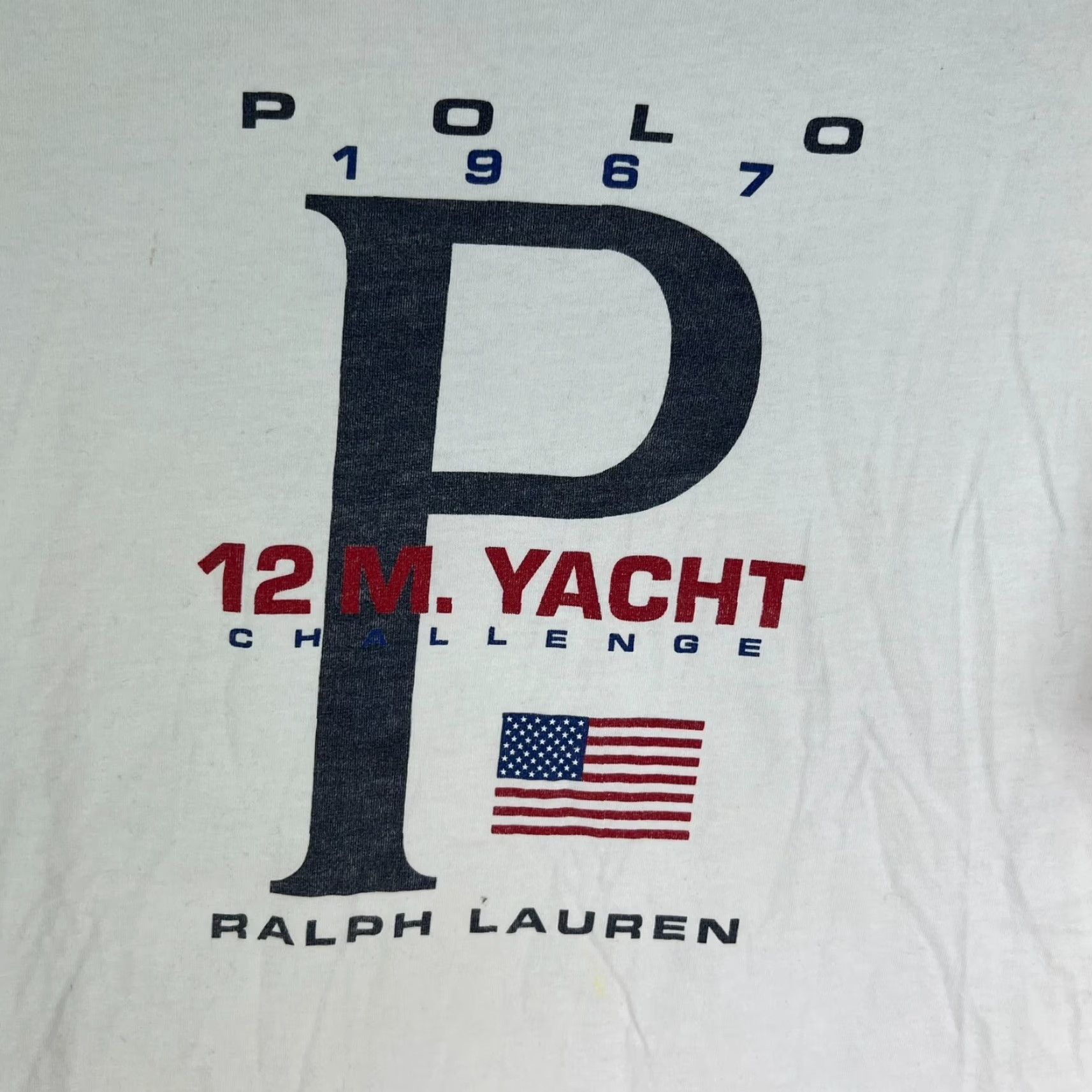 Polo Ralph Lauren Polo Ralph Lauren Polo Shirt Men White 12M Yacht Challenge Graphic Short Sleeve Crew Neck 100% Cotton Logo Flag M Size US M / EU 48-50 / 2 - 2 Thumbnail