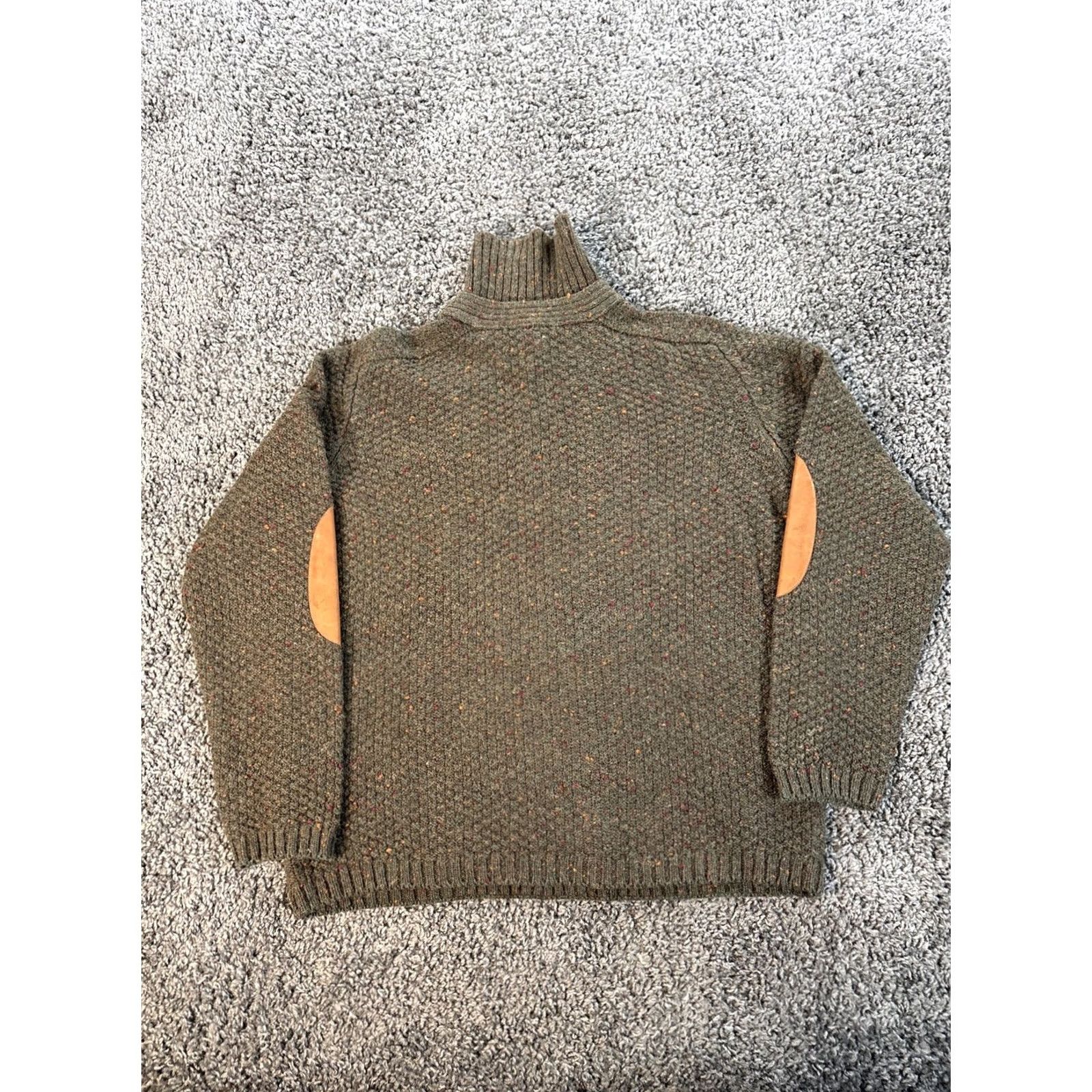 Gran Sasso Gran Sasso Sweater Men L Green Wool Knit Visions Mock Elbow Button Collared Classic Pullover Knitwear Size US L / EU 52-54 / 3 - 6 Thumbnail