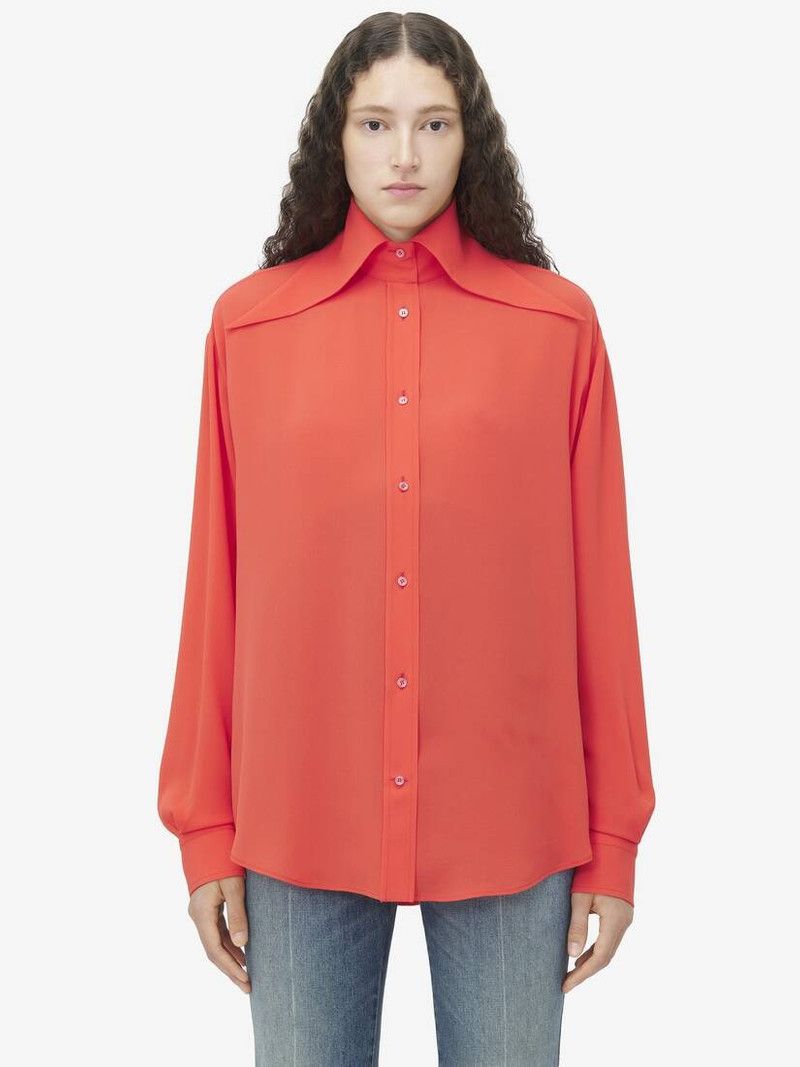 Alexander McQueen o1srvl11e0226 Exaggerated Collar Shirt In Coral Size M / US 6-8 / IT 42-44 - 2 Thumbnail