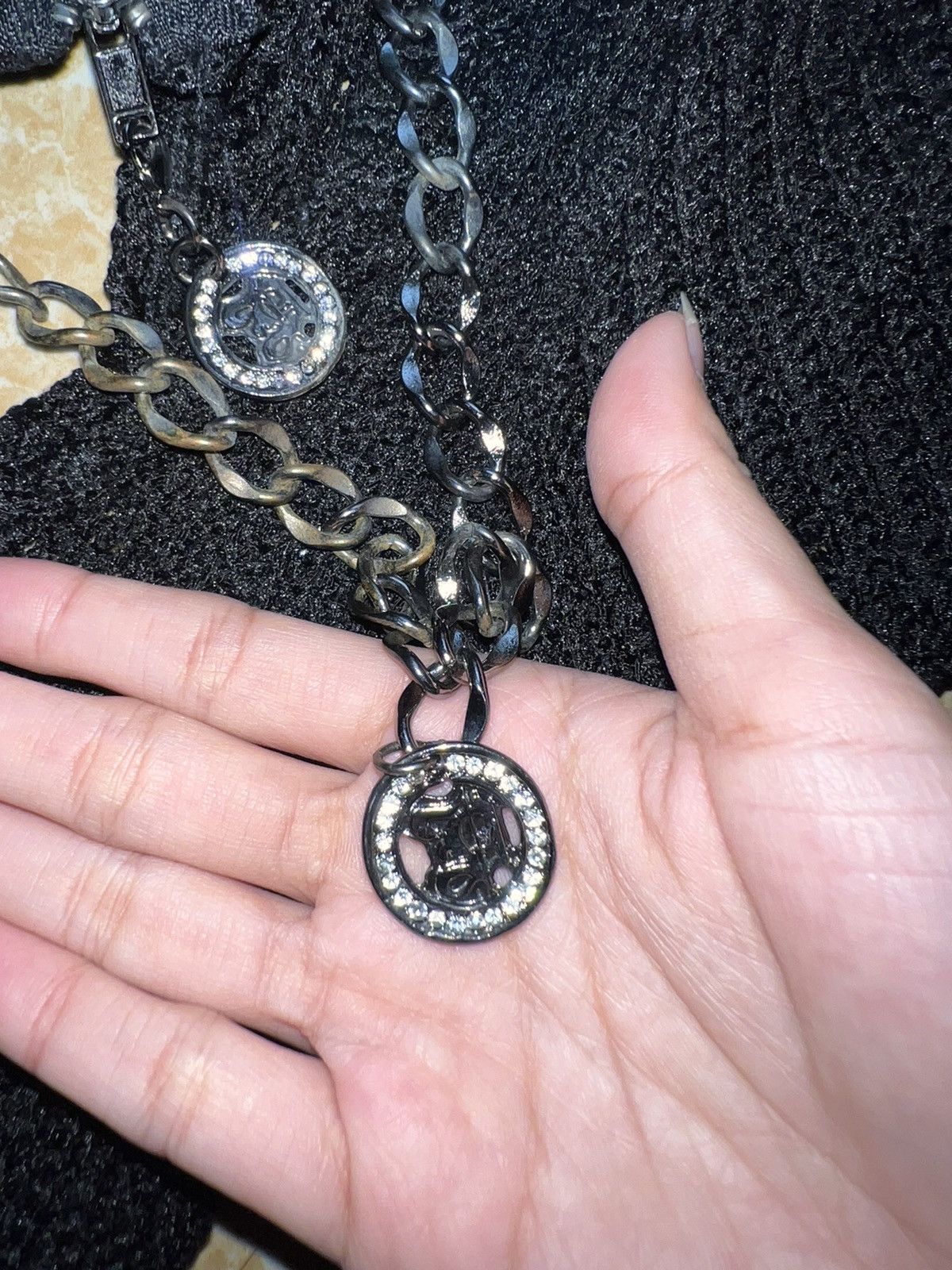 Japanese Brand Rare D.i.a. Specs chain necklace knit top 🖤☠️ Size ONE SIZE - 16 Thumbnail