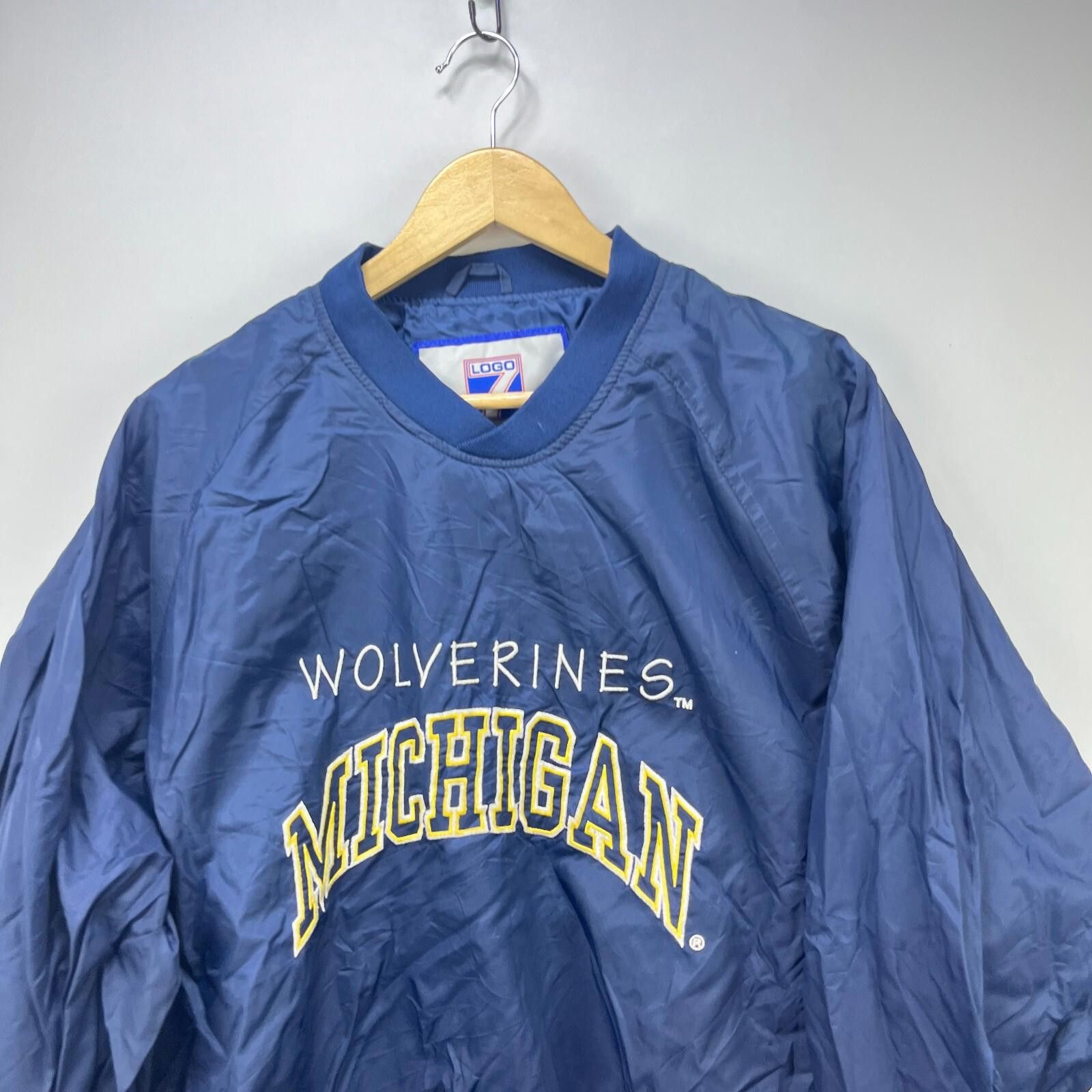 Logo 7 Vintage 90s Michigan Wolverines Pullover Jacket Medium Size US M / EU 48-50 / 2 - 2 Thumbnail