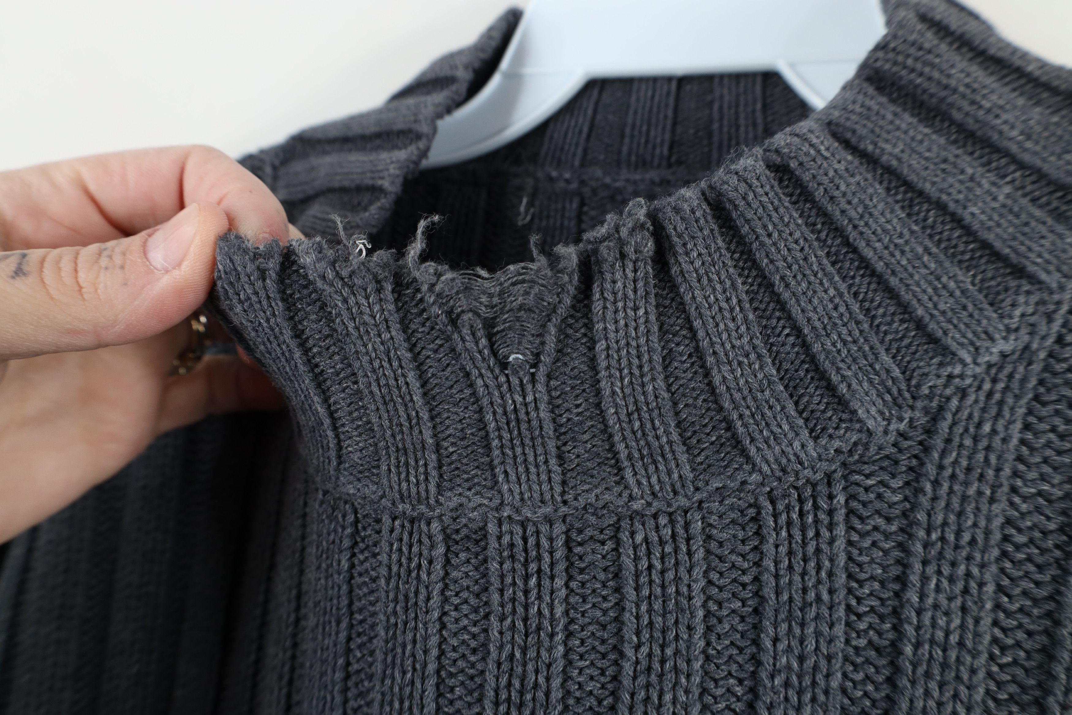 Vintage Vintage 90s Streetwear Ribbed Knit Mock Neck Sweater Gray Size US M / EU 48-50 / 2 - 4 Thumbnail