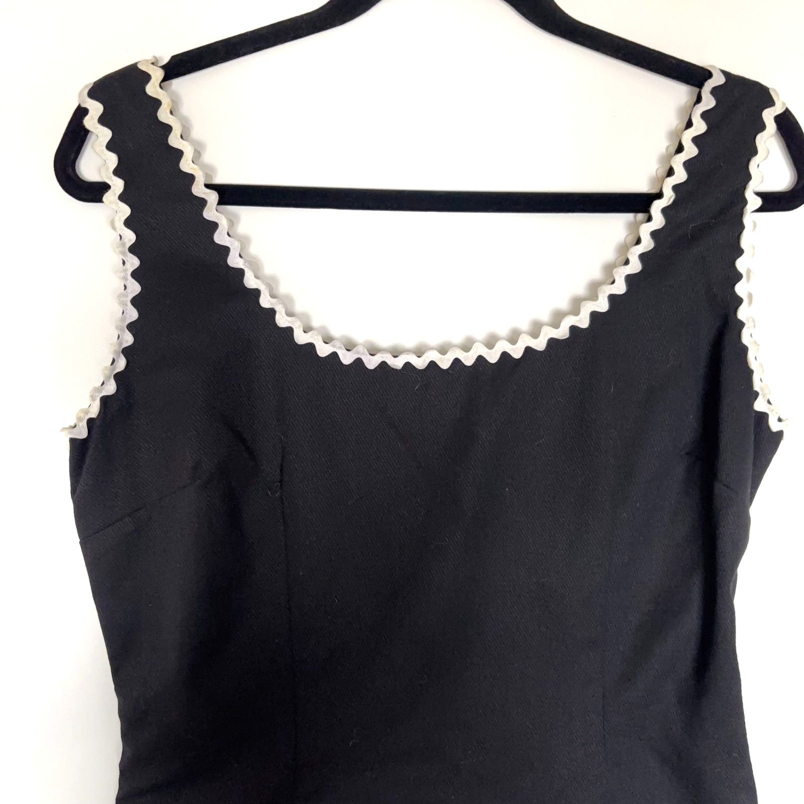 Other Vintage Jill Stuart Black Dress White Trim Cotton Womens 12 Size XL / US 12-14 / IT 48-50 - 3 Thumbnail