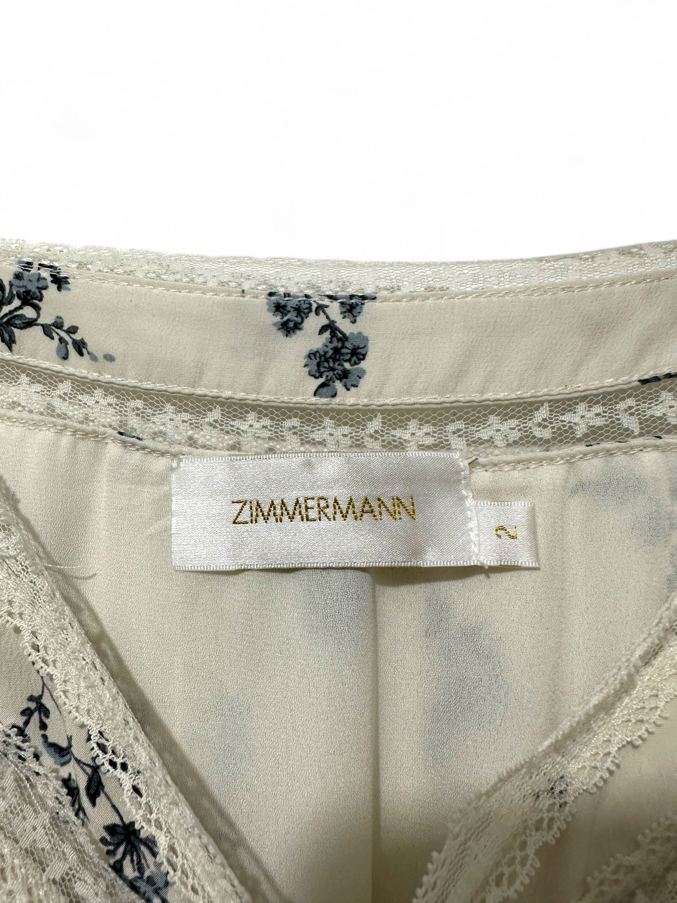 Zimmermann Zimmermann Silk Flower Print Lace Detail Cami Long Dress (M) Size XS / US 0-2 / IT 36-38 - 6 Thumbnail