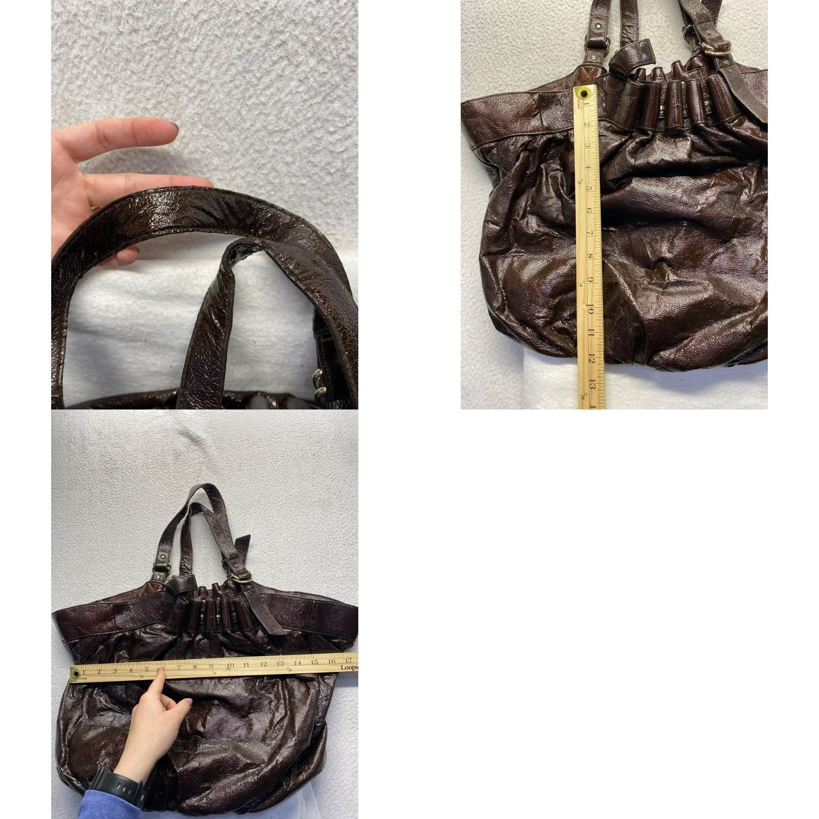 Loeffler Randall Loeffler Randall Tote Bag Brown with Dual Handles & Ruffle Detail Womens Bags Size ONE SIZE - 9 Thumbnail