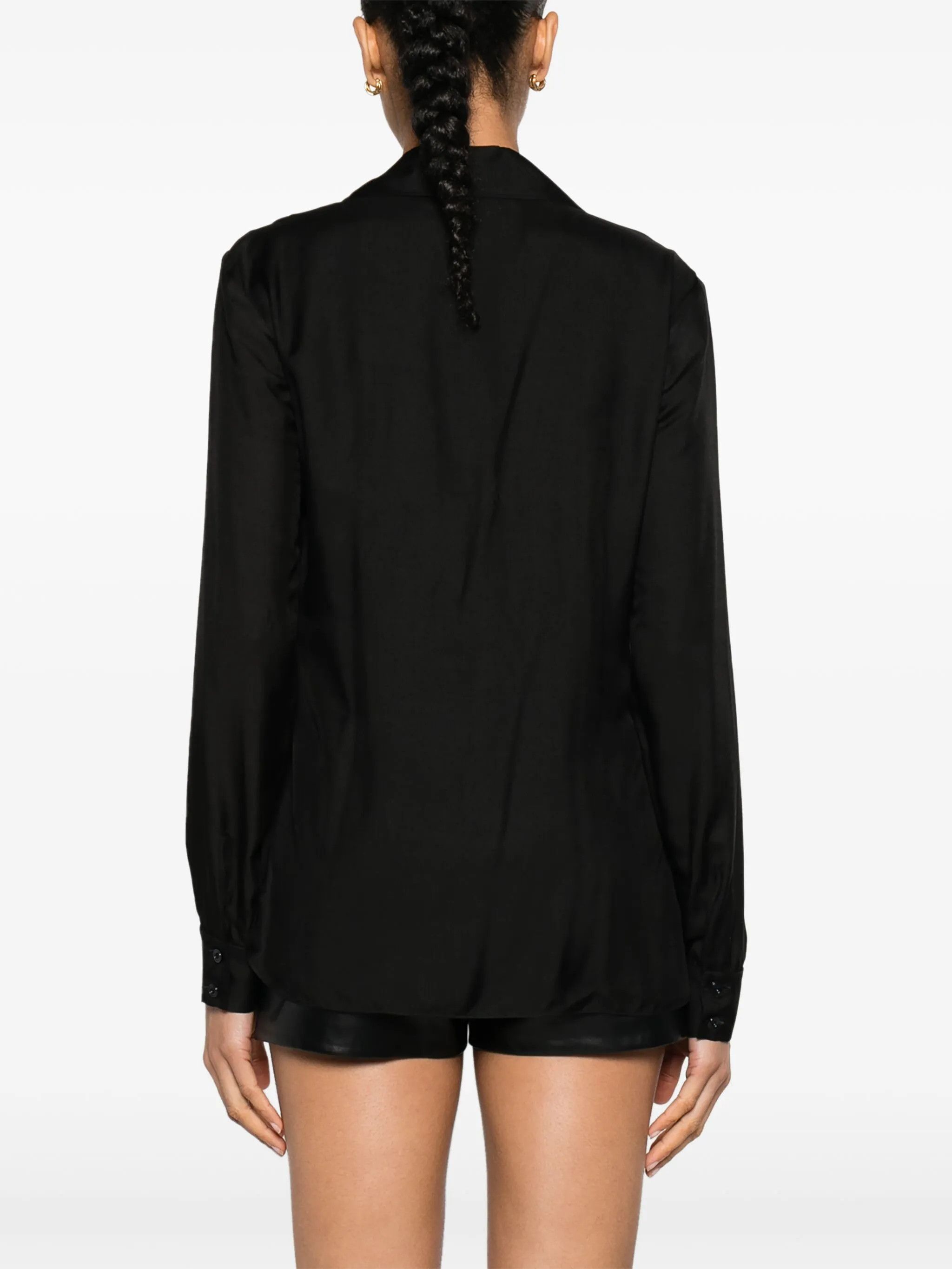 Tom Ford o1w1db10525 CA3267 Pleated Blouse in Black Size S / US 4 / IT 40 - 4 Thumbnail