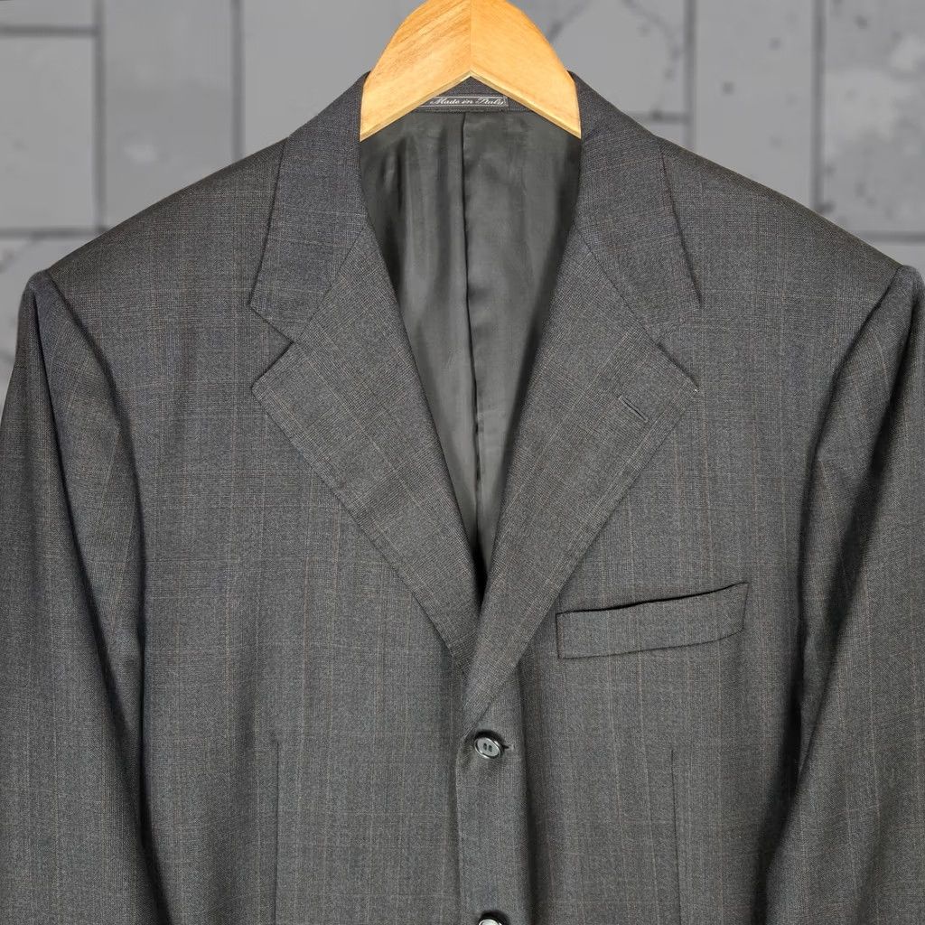 Corneliani Corneliani Mens Jacket Gray Brown Plaid Extrafine Virgin Wool 3 Button Notch Lapel Double Vented Long Coat/ Suit Jacket 44 Italy Mens Size 44R - 1 Thumbnail
