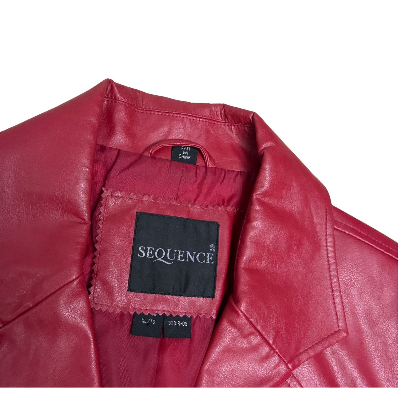 Other SEQUENCE Faux Vegan Leather Red Jacket Business Coat XL Size XL / US 12-14 / IT 48-50 - 4 Thumbnail