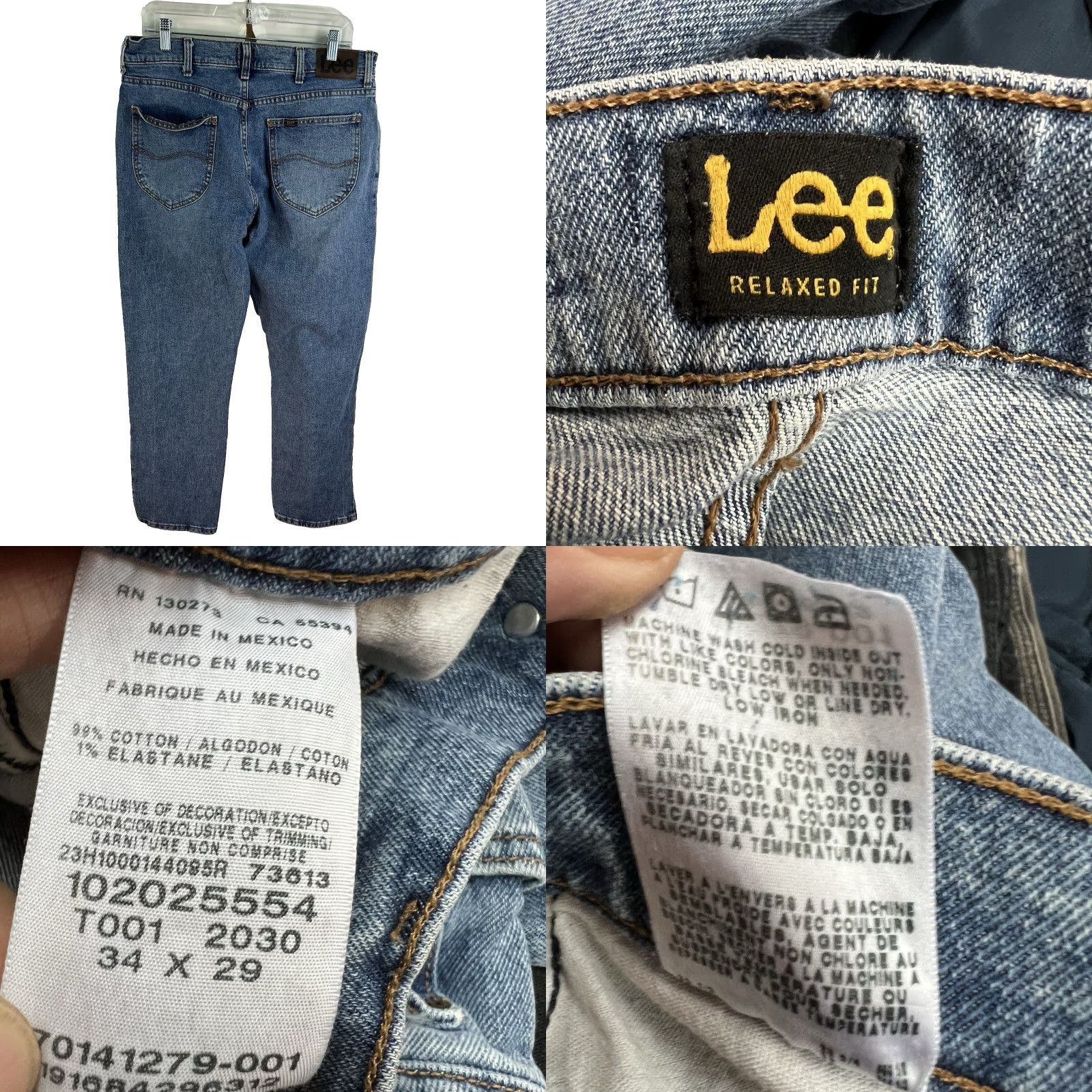Lee Lee Jeans Relaxed It Straight Denim Jean Mens Size 34 X29 Blue Regular Medium Wash 90s Logo USA Vintage: No Mens Size US 34 / EU 50 - 8 Thumbnail