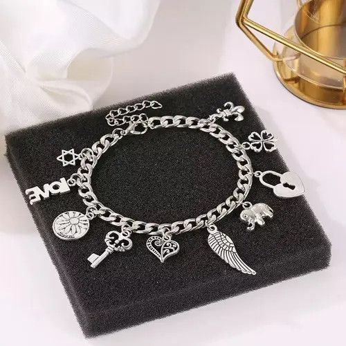 Jewelry Silver-Color Charm Bracele Size ONE SIZE - 2 Thumbnail