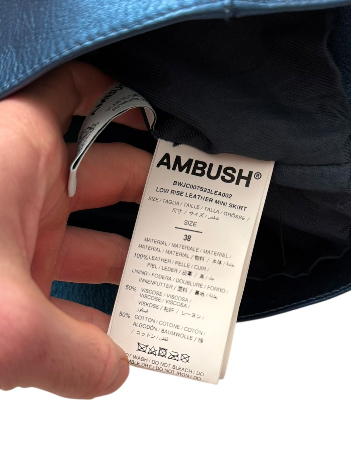 Ambush Design $3,800 Separate Belt Leather Metallic Blue Skirt Size 26" / US 2 / IT 38 - 6 Thumbnail