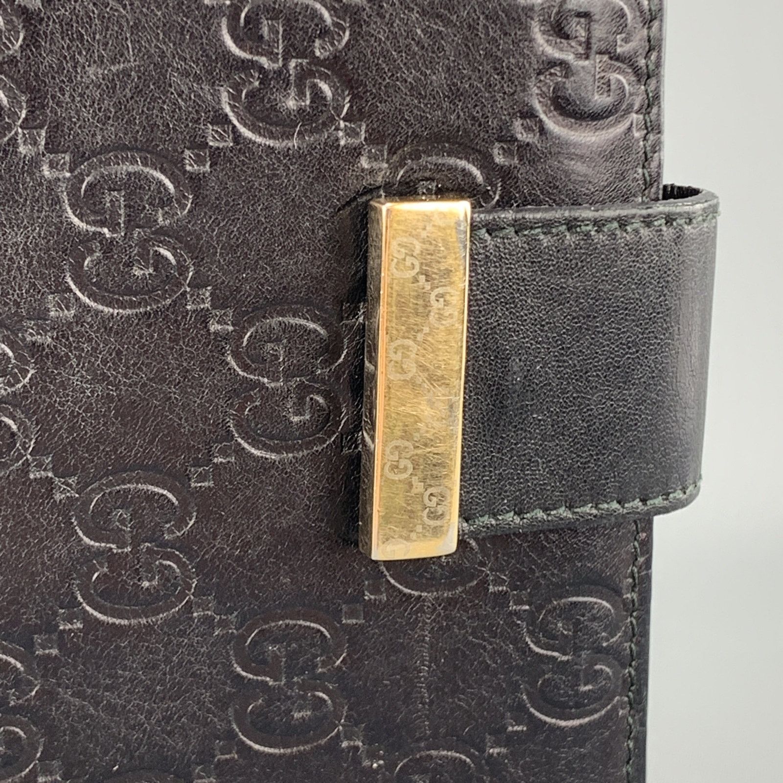 Gucci GUCCI Monogram Embossed Black Leather Checkbook Wallet Size ONE SIZE - 2 Thumbnail
