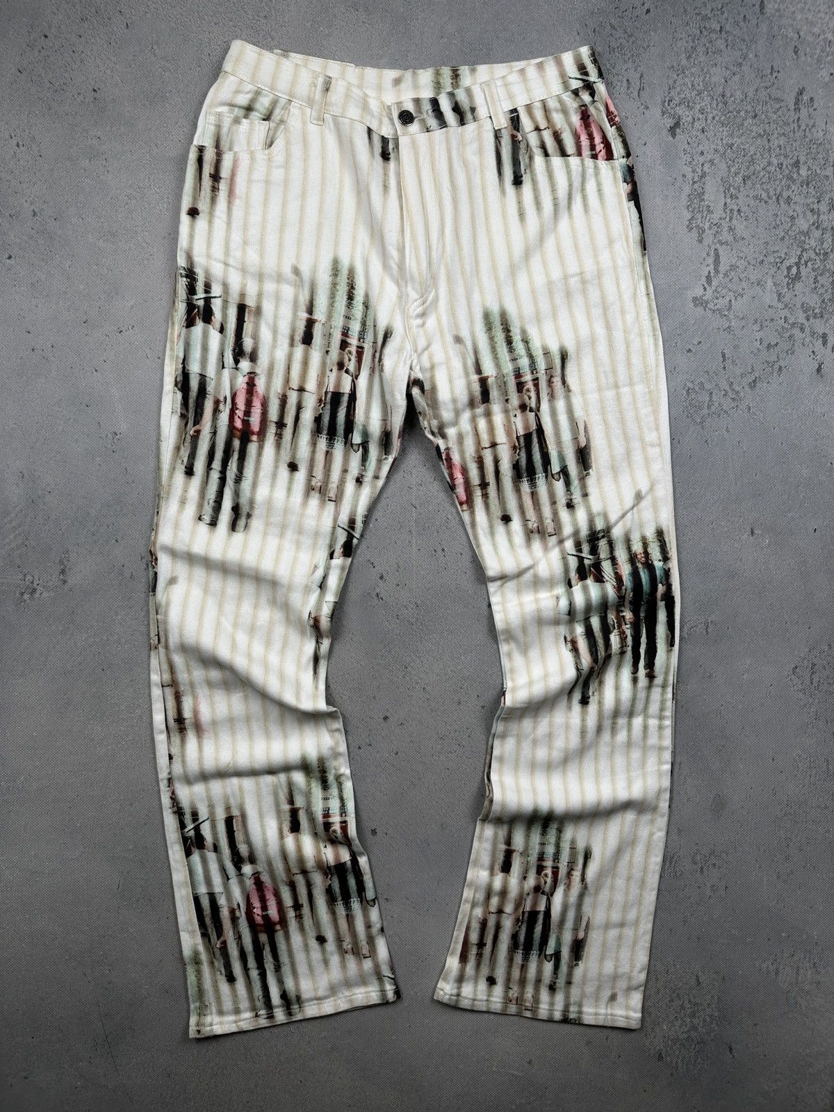 Vintage Franck Patrick Evelyn Print Pants Avant Garde Street Scene Size 30" / US 8 / IT 44 - 1 Thumbnail